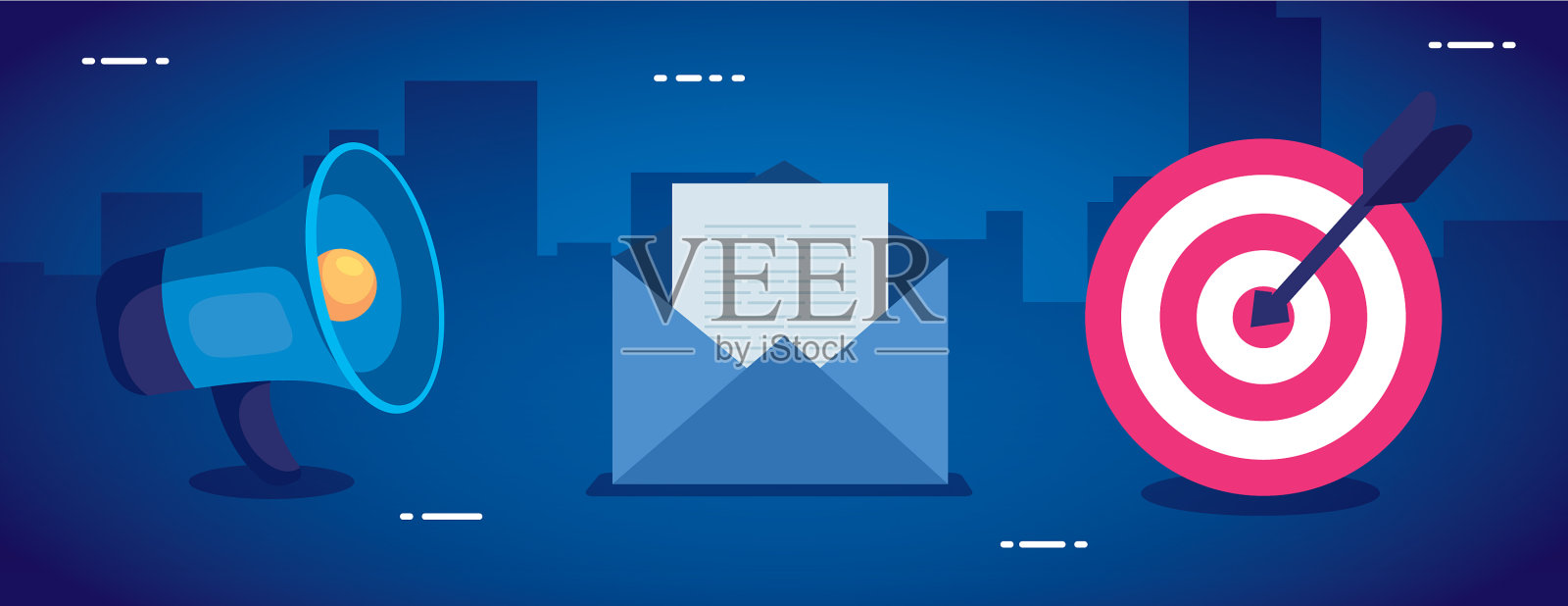 目标扩音器和信封设计插画图片素材