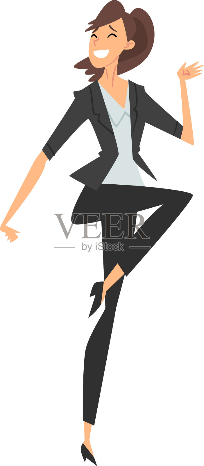 女人在办公室的衣服愉快地跑跳跃设计元素图片