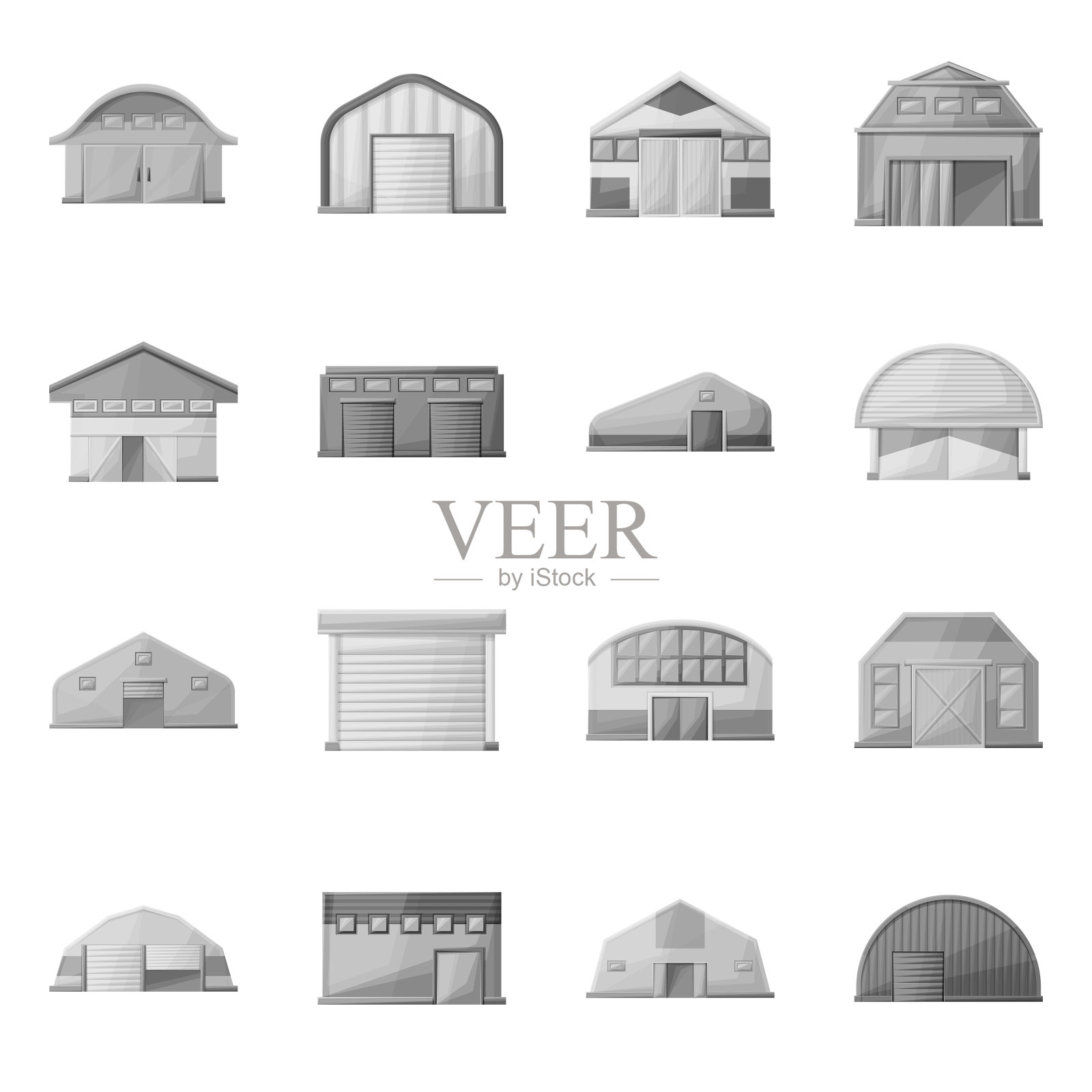 隔离对象谷仓和农场图标收集图标素材