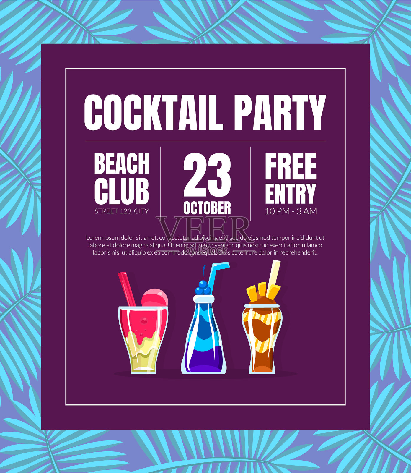 为鸡尾酒会做广告的传单设计模板素材