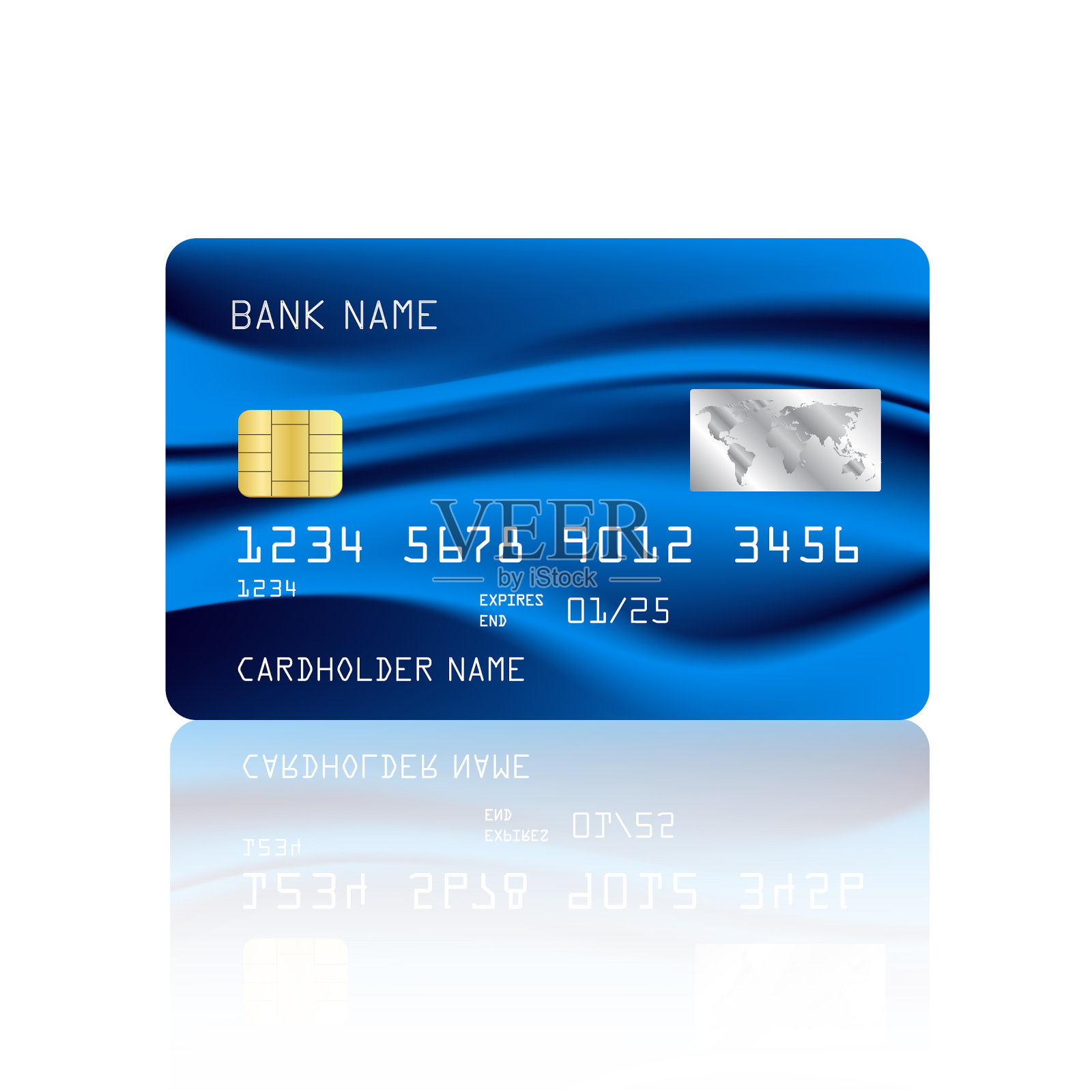 信用卡与抽象彩色蓝色插画图片素材