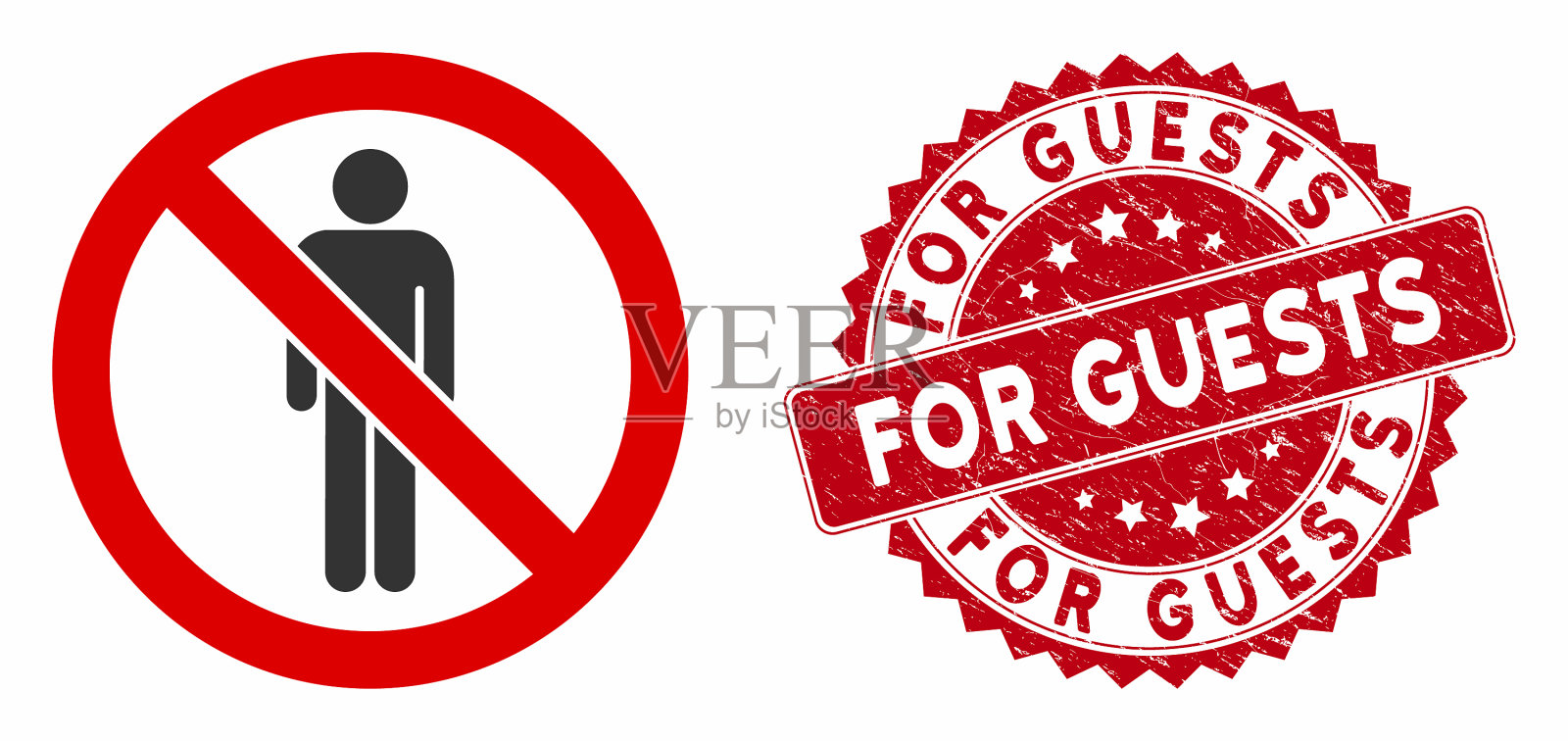 没有男人的图标与刮为客人邮票插画图片素材