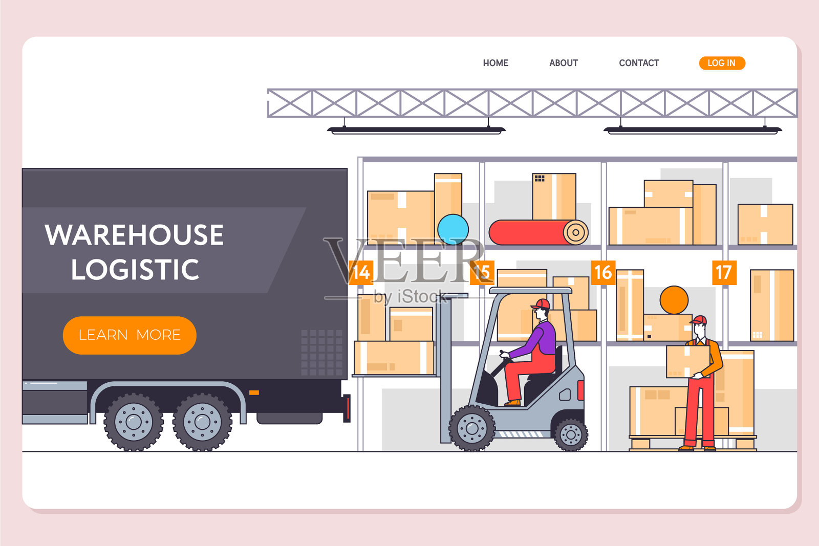 仓库运输物流仓库工人插画图片素材