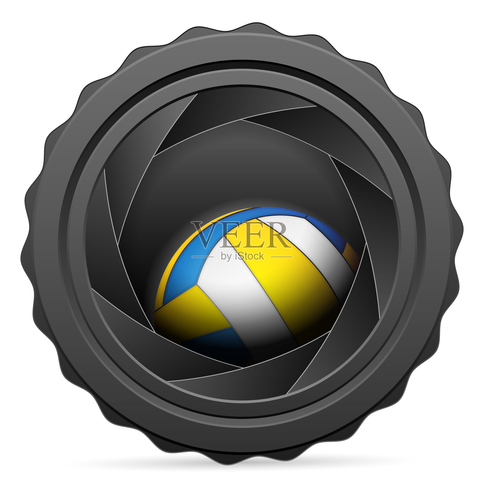 带排球的相机快门插画图片素材