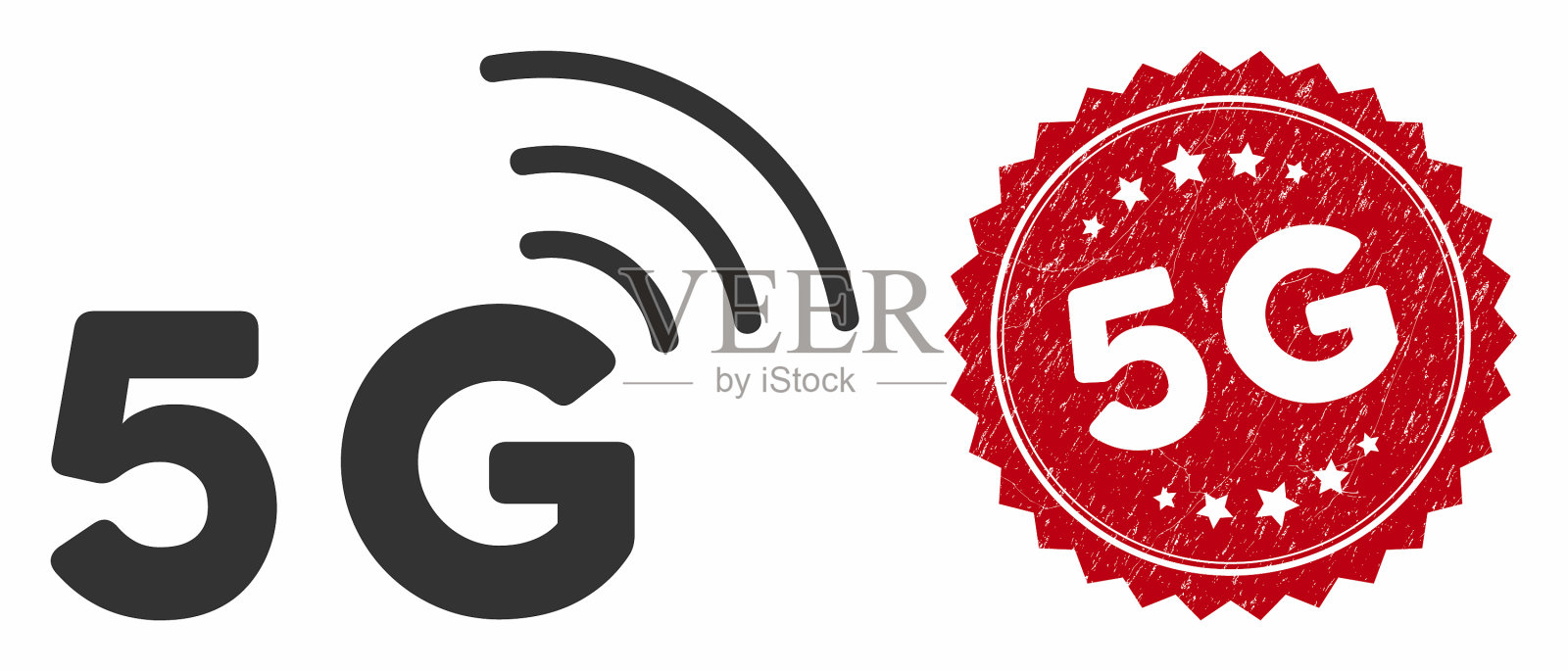 带有纹理的5g邮票的5g图标插画图片素材