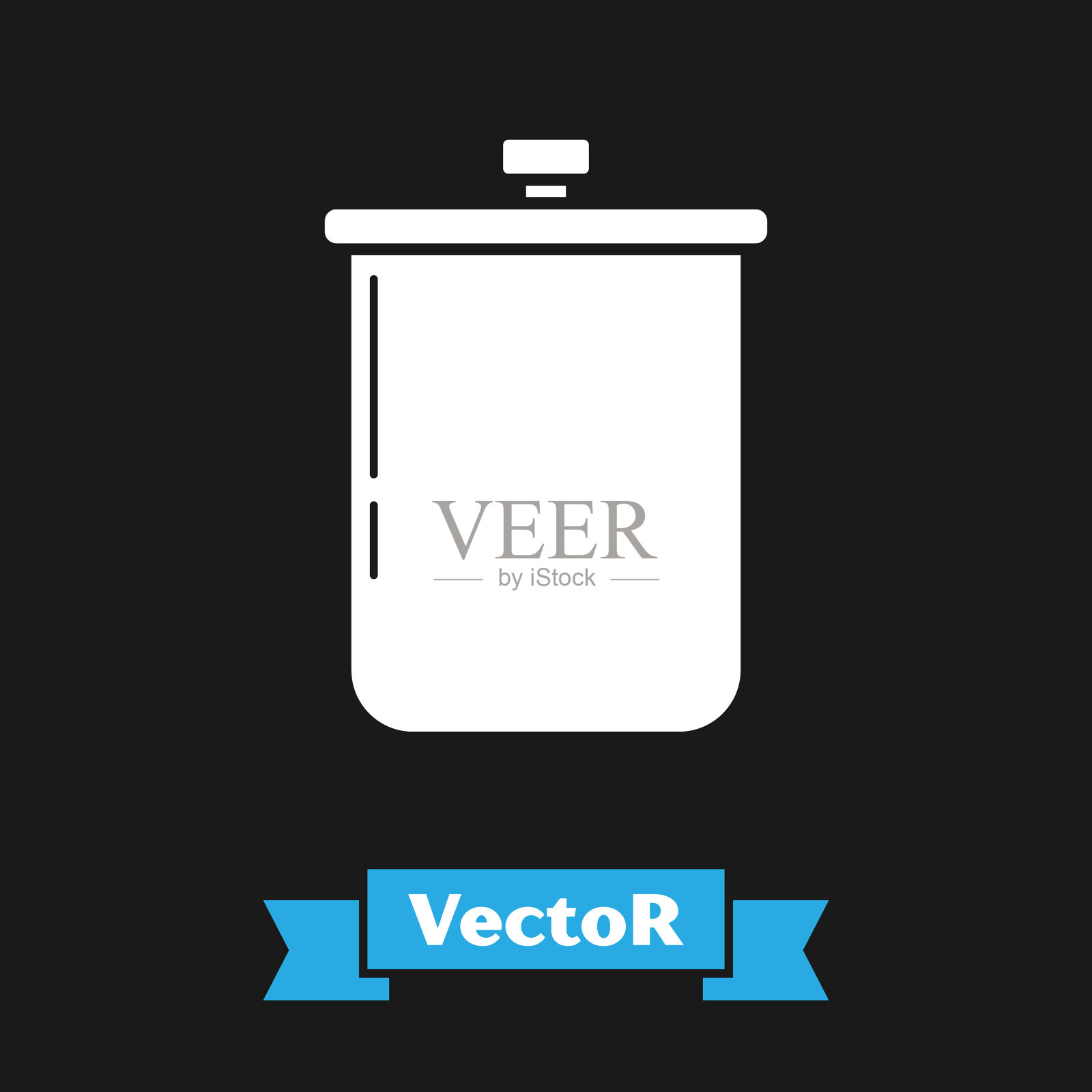 白色烹饪锅图标孤立在黑色插画图片素材