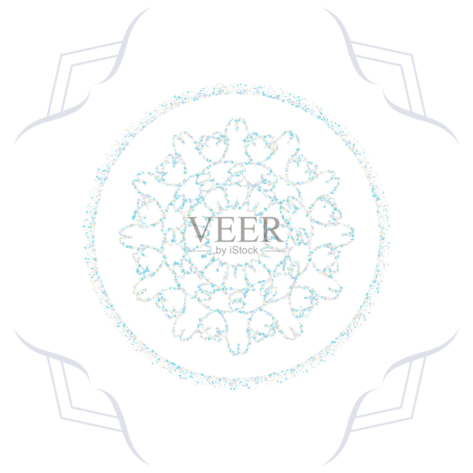 带有蓝色雪花的复古简单圣诞卡插画图片素材