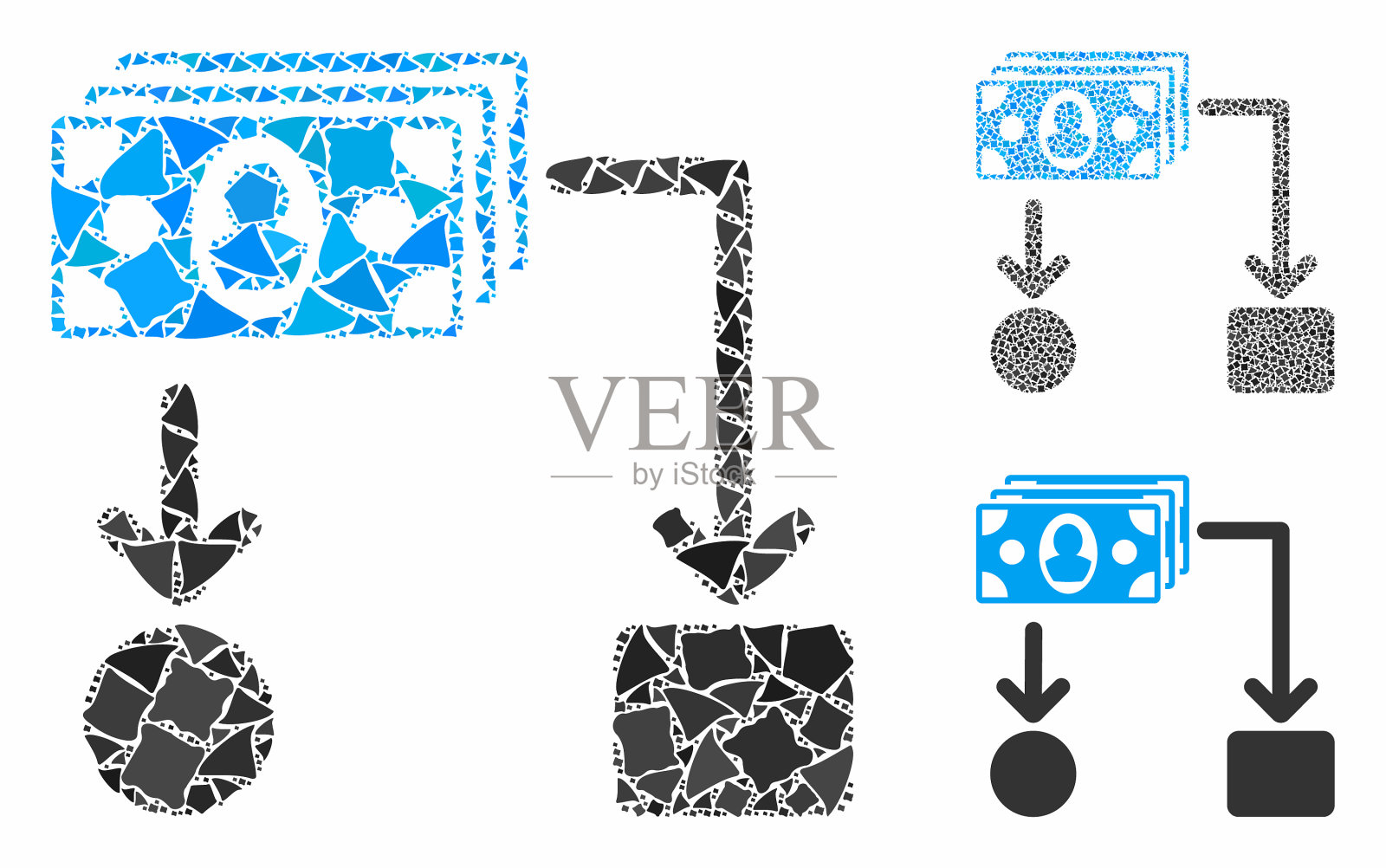 现金流组成图标参差不齐的元素插画图片素材