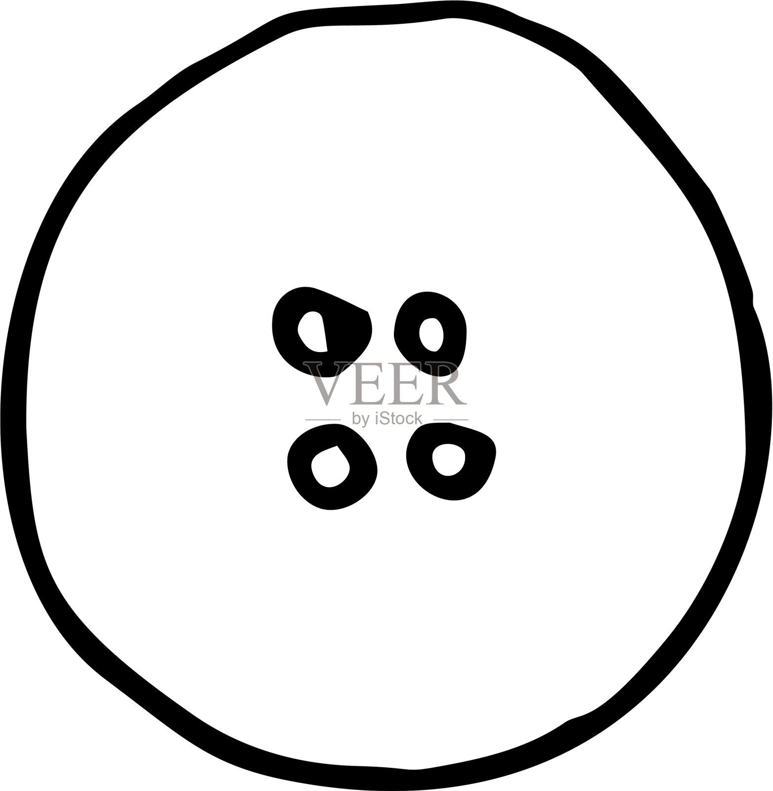 黑色的布按钮特写在白色的背景图标素材