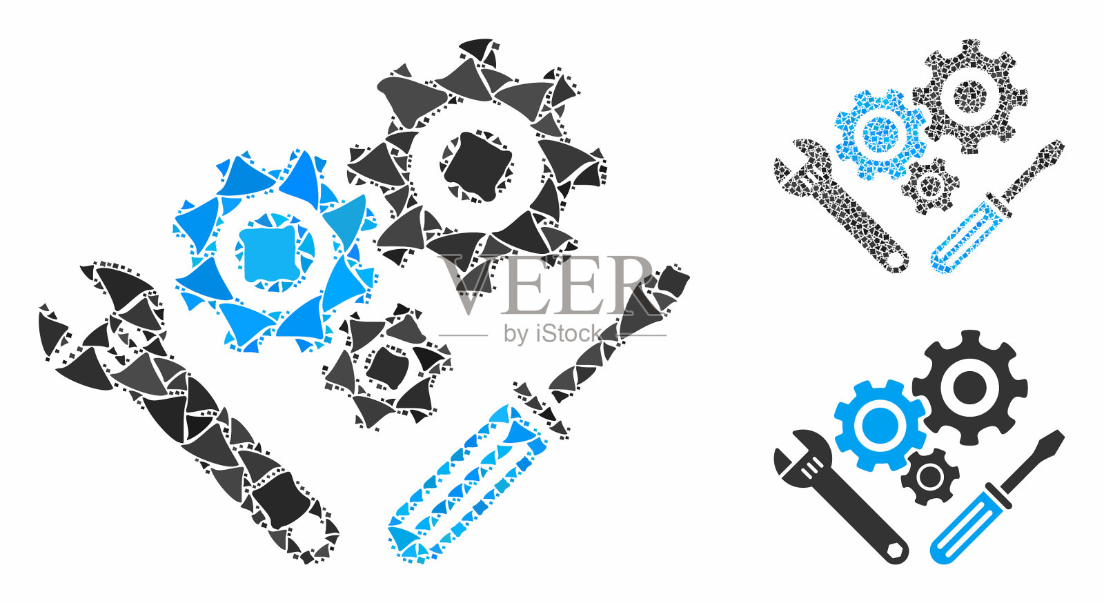 机械工具马赛克图标结核项目插画图片素材