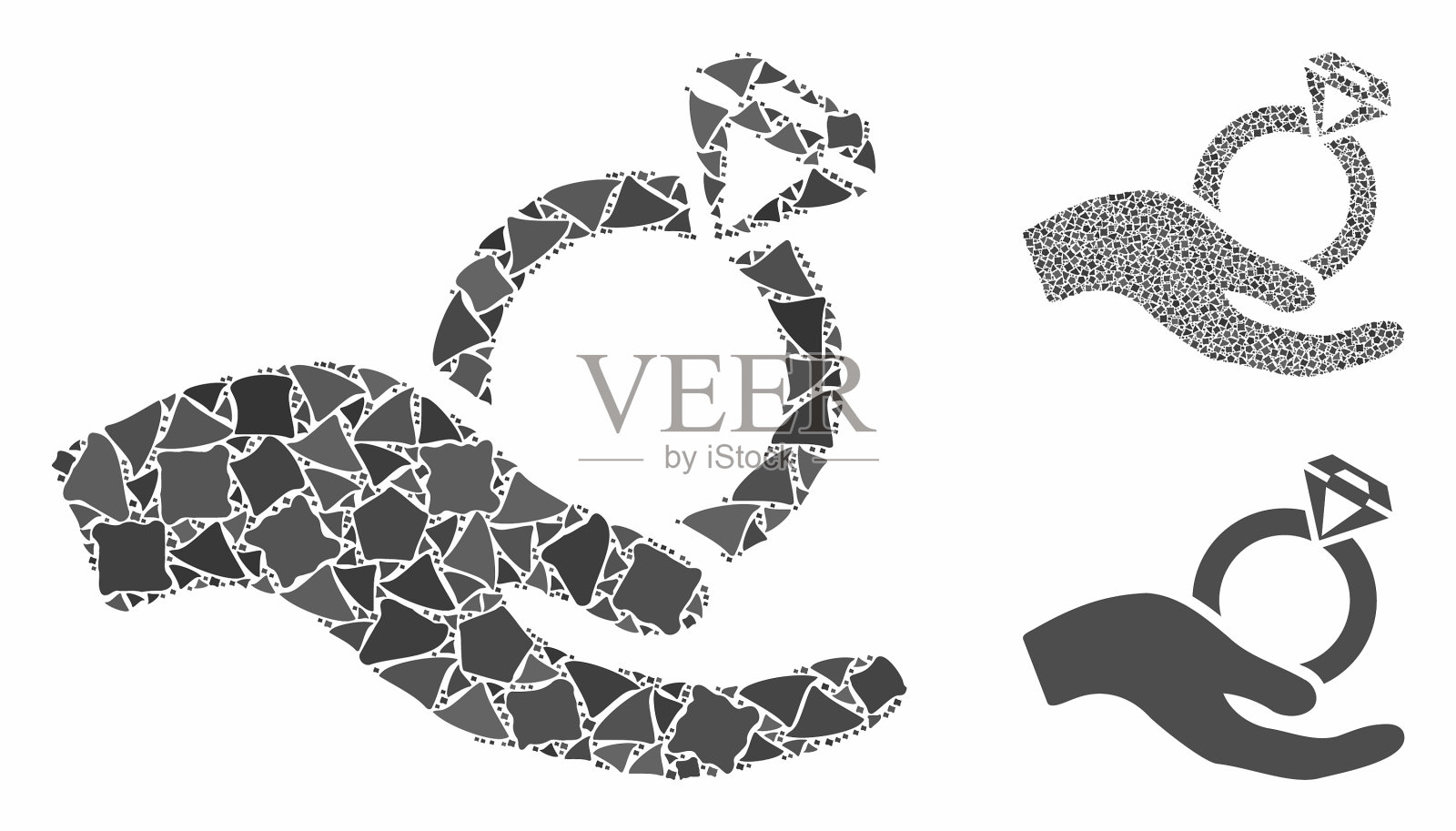 结婚戒指提供手马赛克图标结节插画图片素材