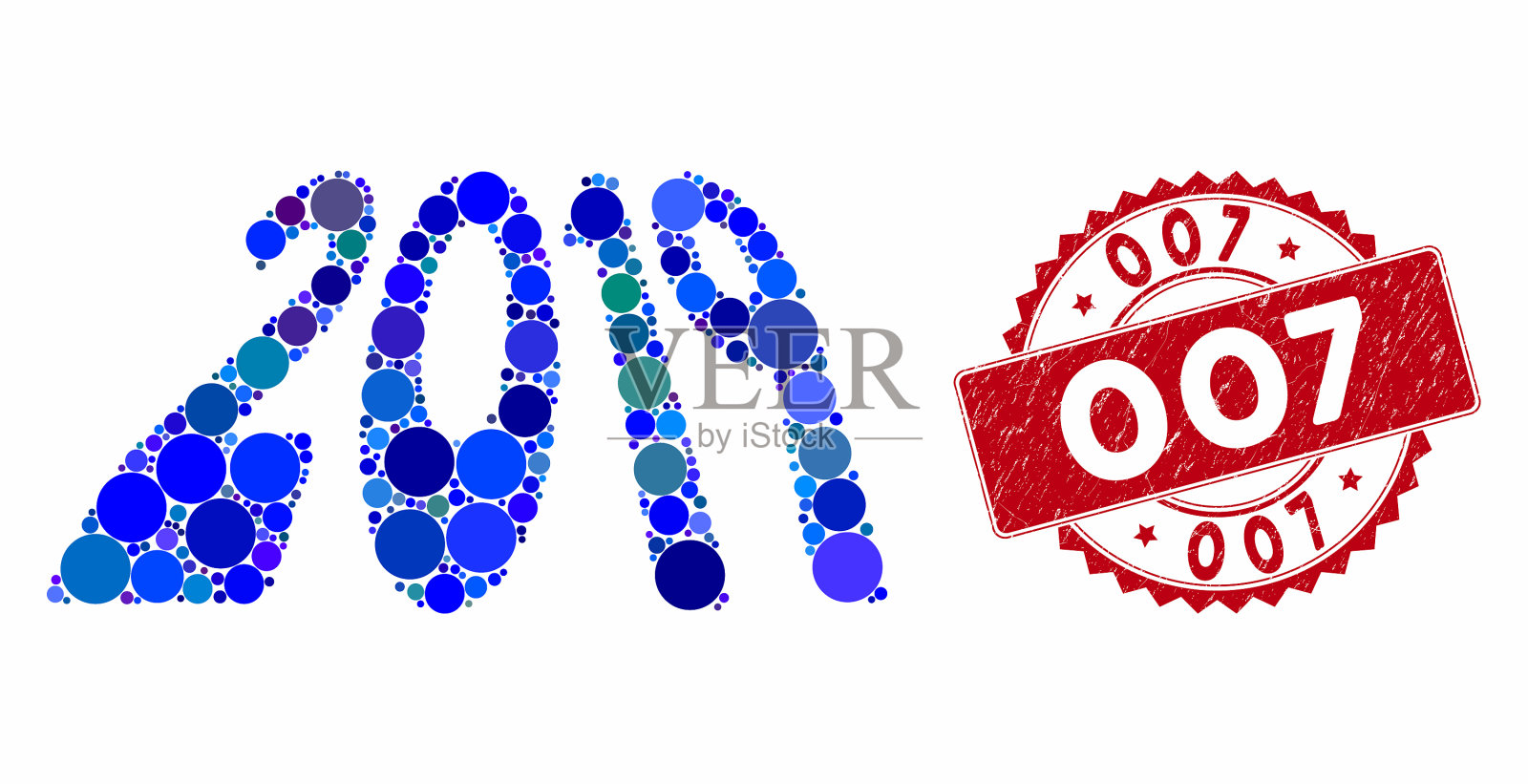 马赛克2019透视文本与刮花007插画图片素材