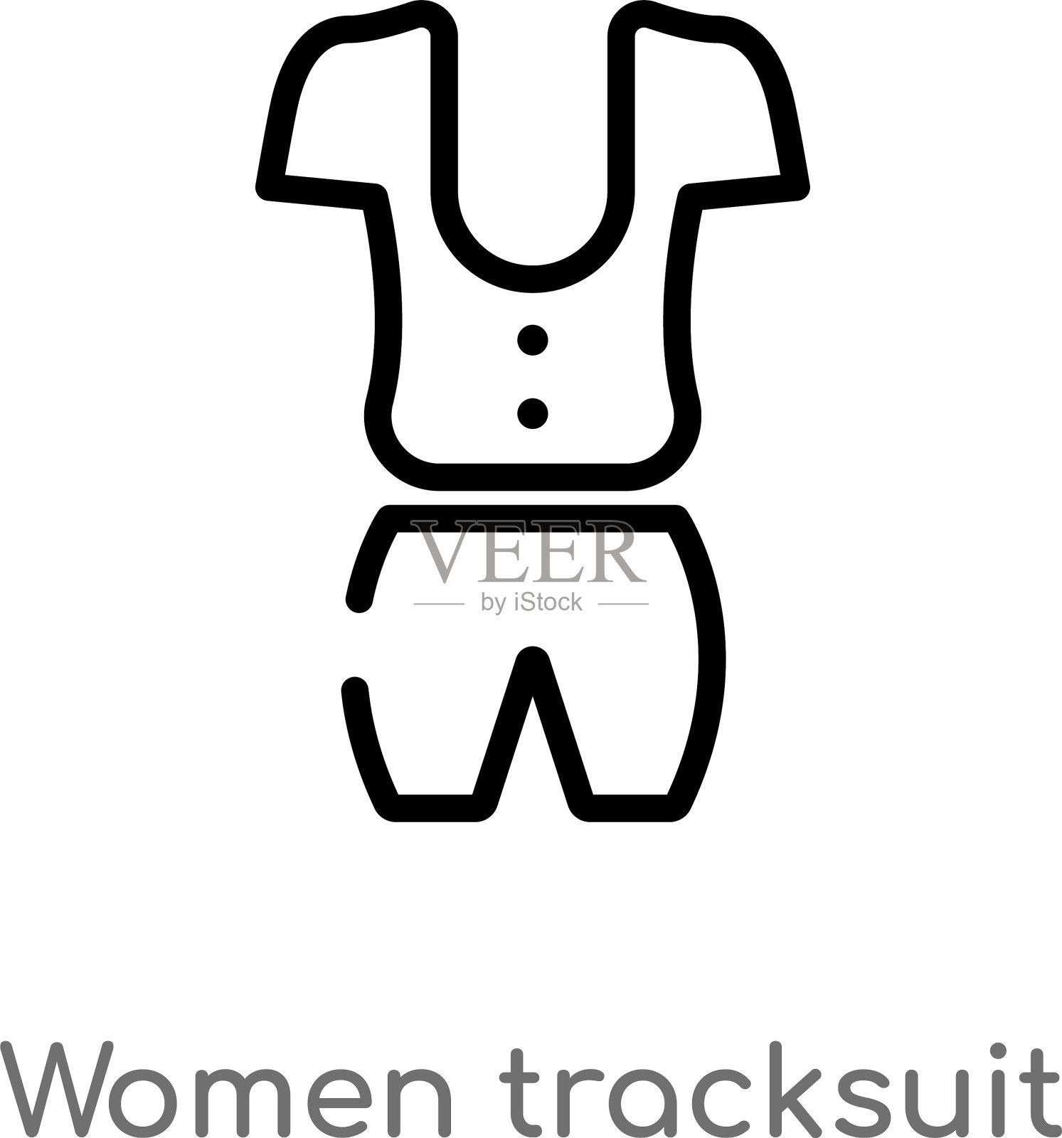 轮廓女性运动服图标孤立黑色插画图片素材