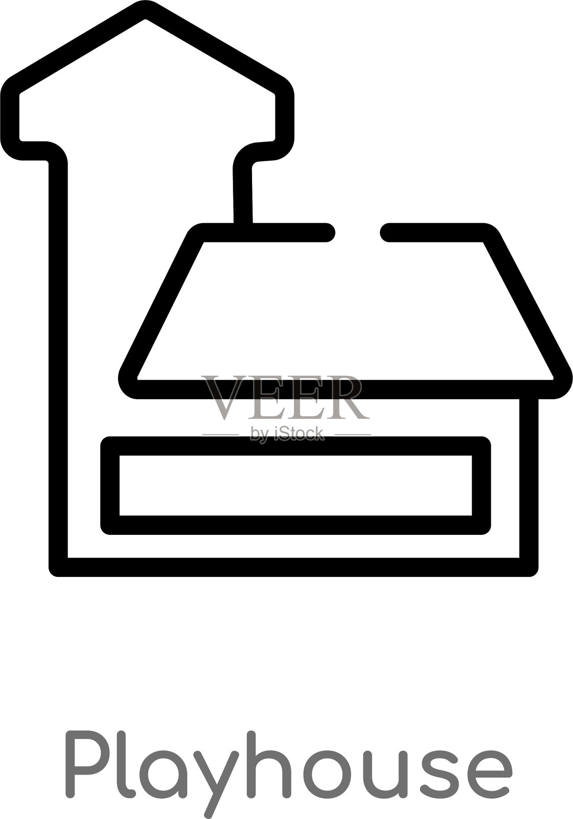 游戏屋轮廓图标孤立黑色简单线条插画图片素材