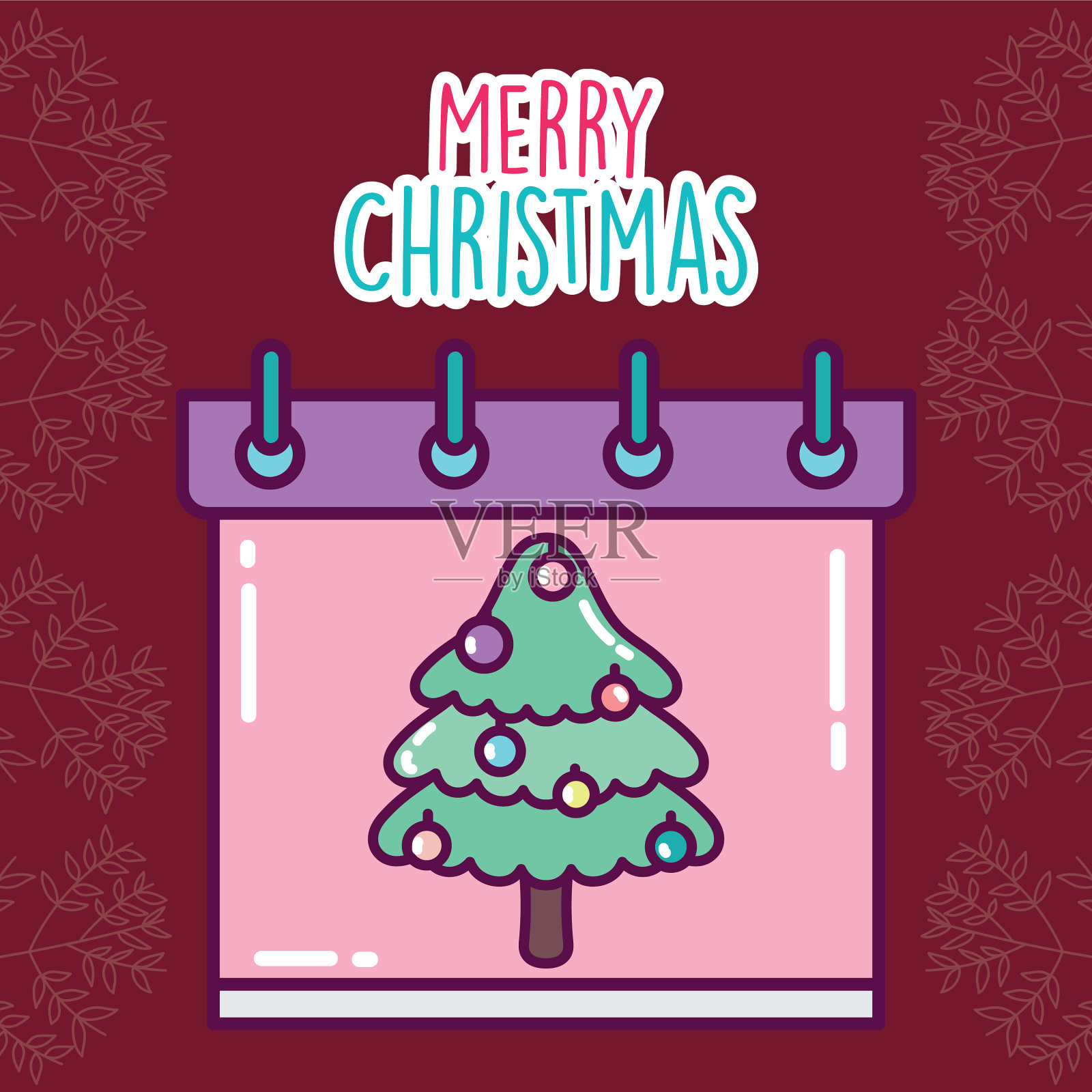 圣诞庆祝日历提醒树插画图片素材