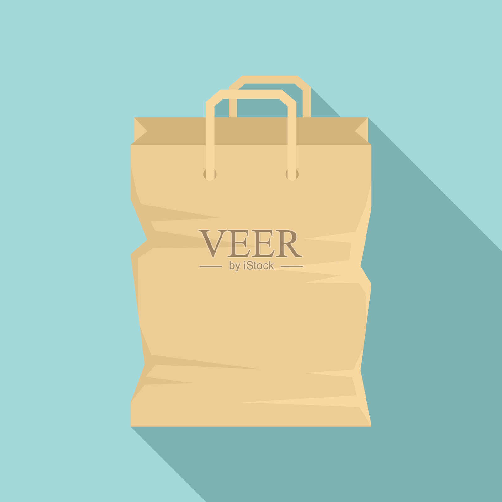 用过的纸袋图标平坦的风格插画图片素材