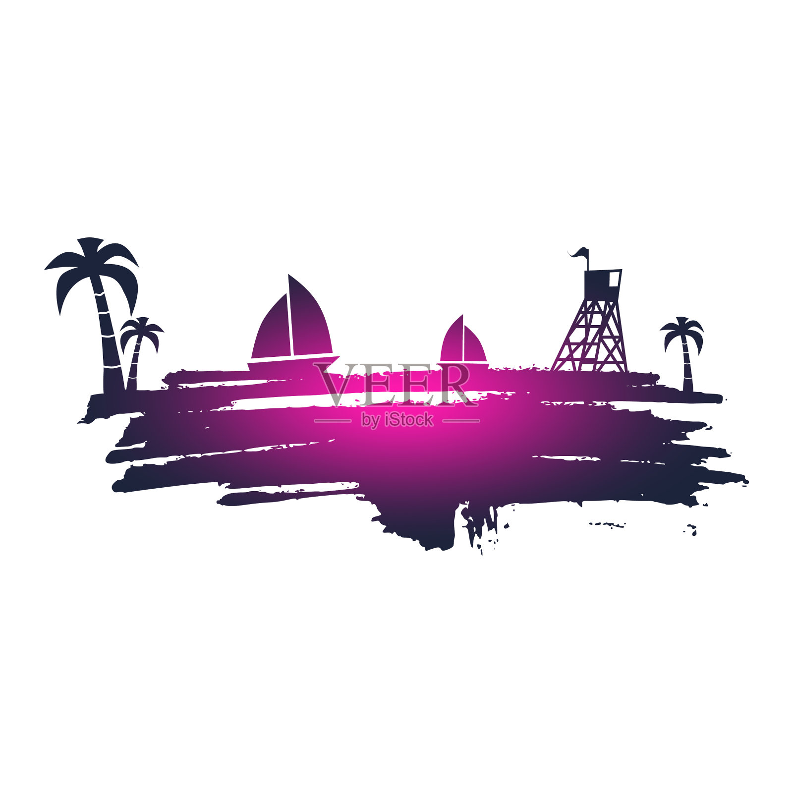 复古海景海报设计元素图片