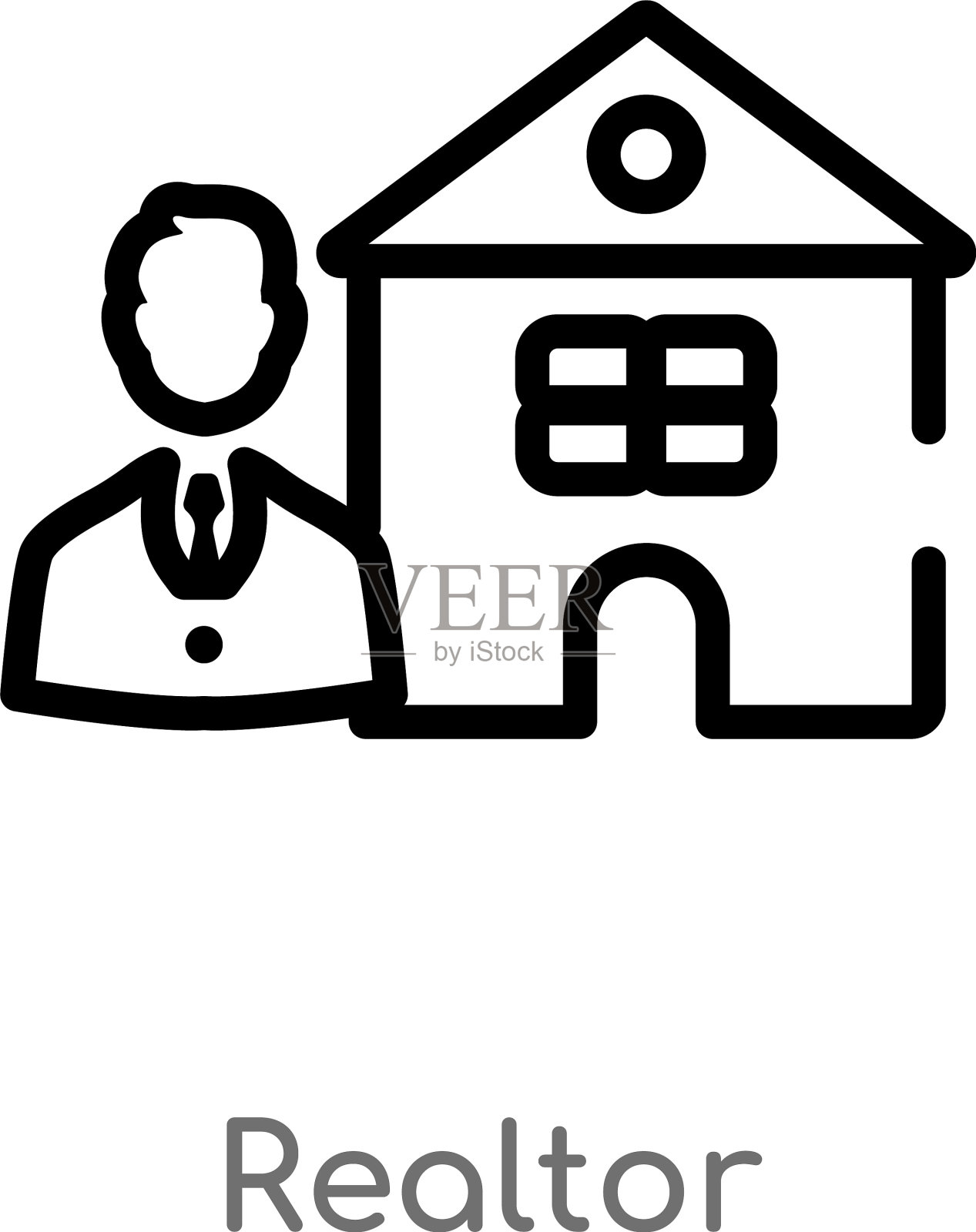 轮廓房地产经纪人图标孤立黑色简单线图标素材