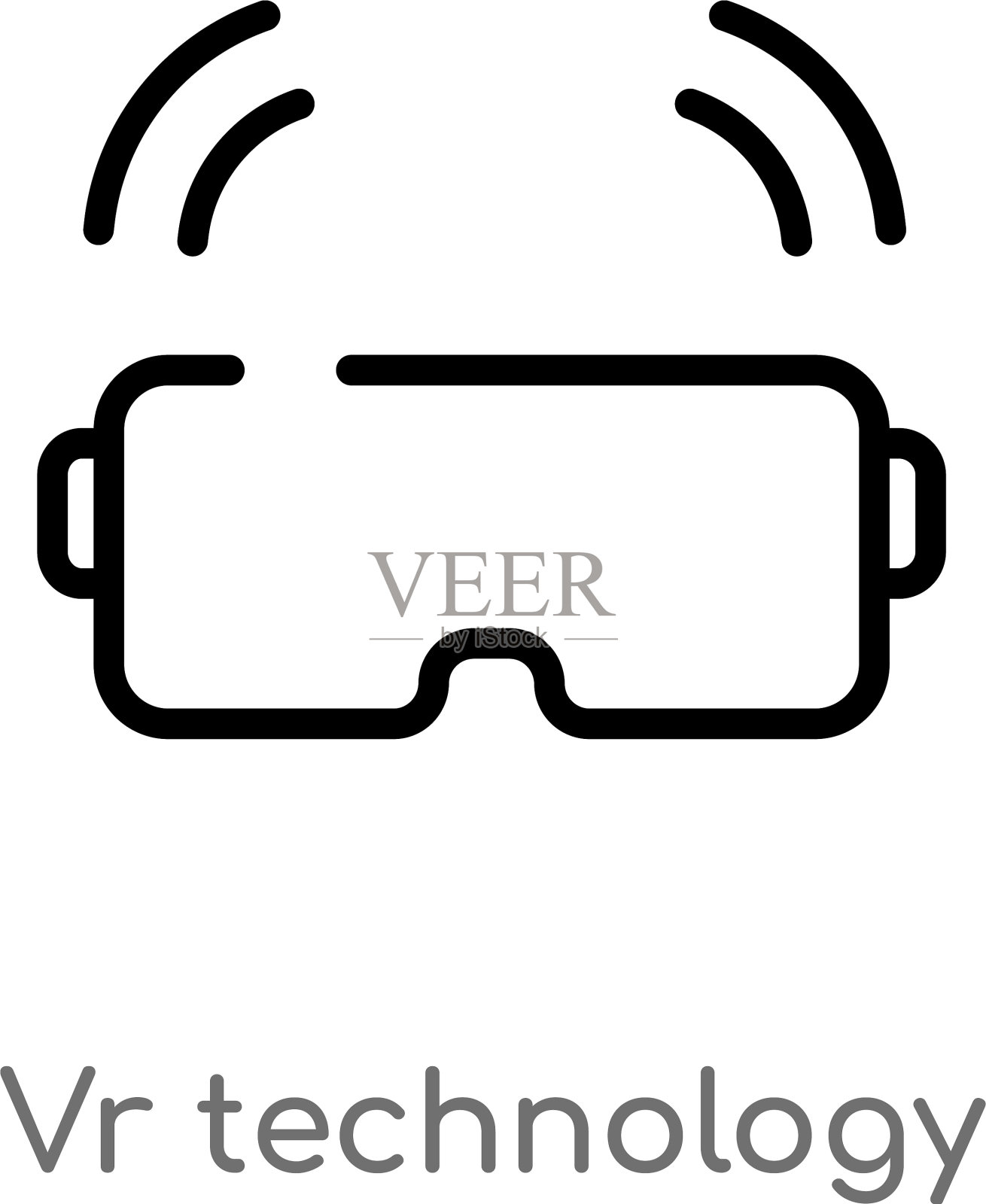 轮廓vr技术图标孤立黑色简单插画图片素材