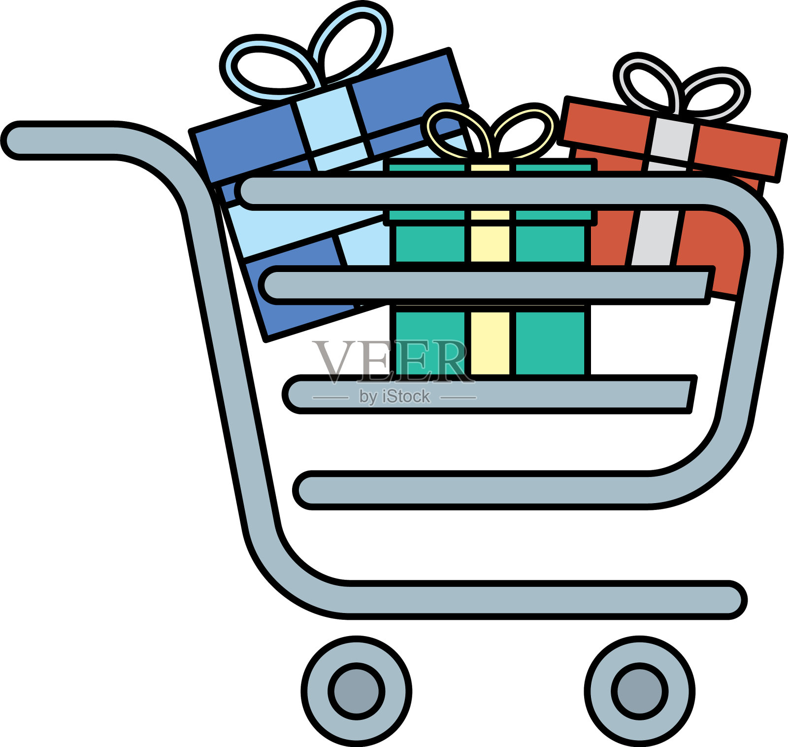 购物车与礼品盒礼物设计元素图片