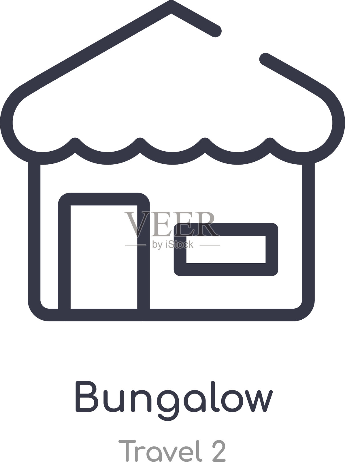 平房轮廓图标孤立线从旅行2插画图片素材