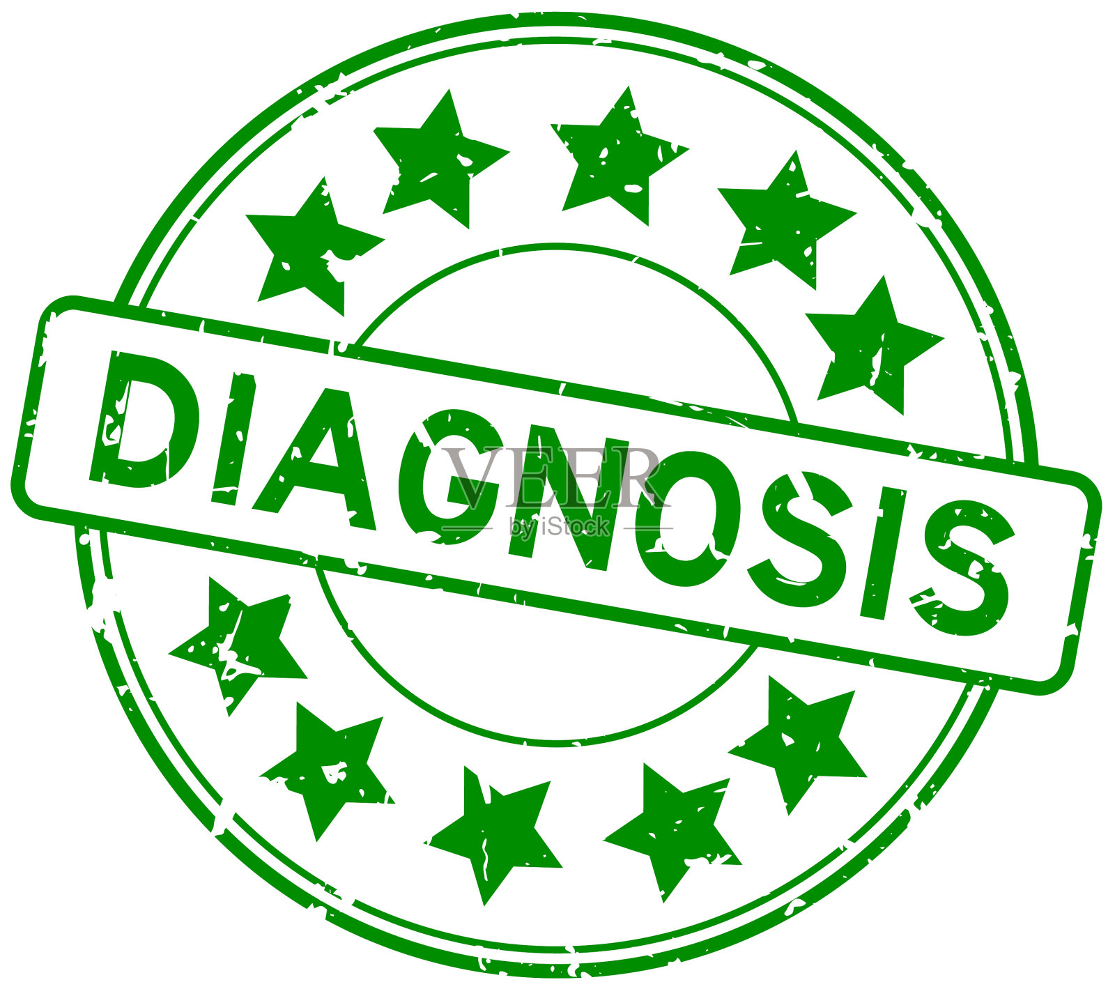 垃圾绿色诊断字与星图标轮插画图片素材