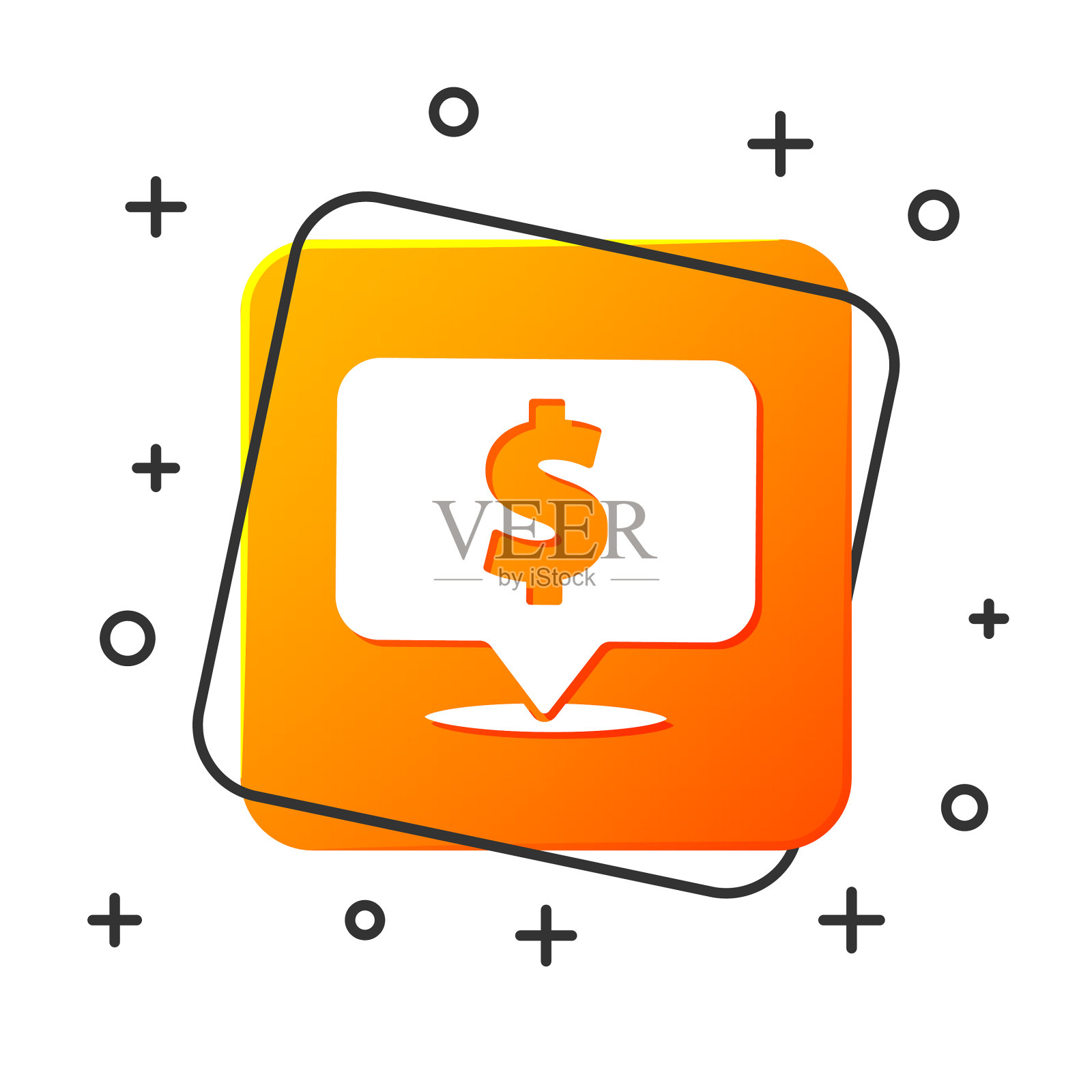 白色讲话气泡与美元图标孤立图标素材