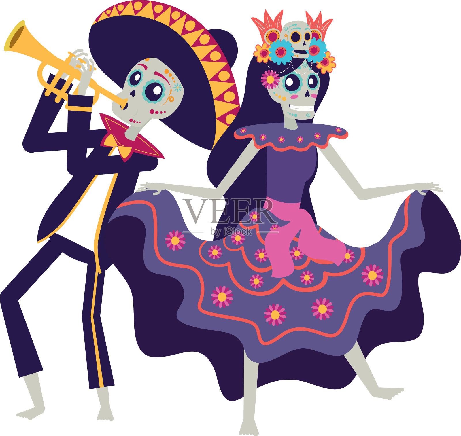 卡特里娜和墨西哥流浪艺人演奏小号设计元素图片