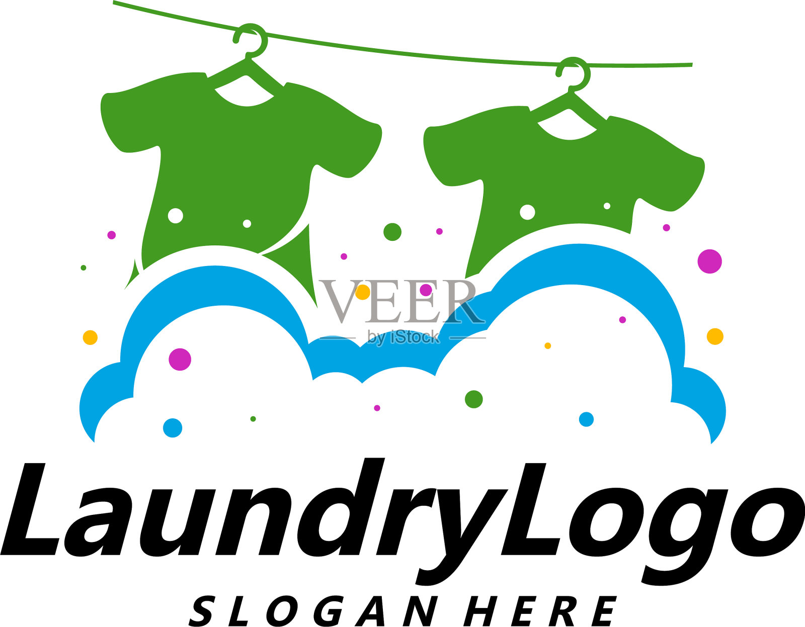 洗衣房标识模板设计保洁服务插画图片素材