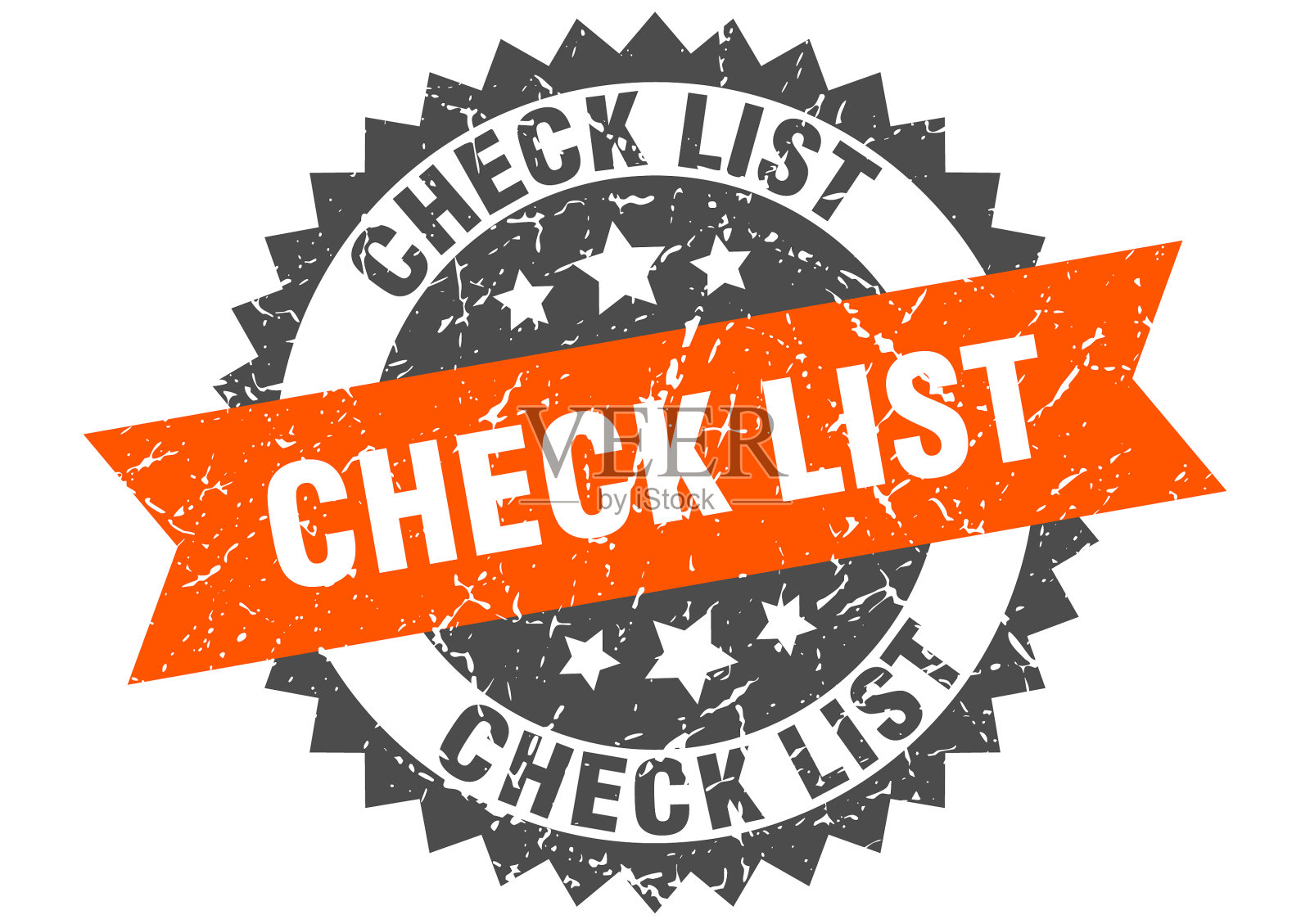 检查表垃圾邮票与橙色带检查插画图片素材