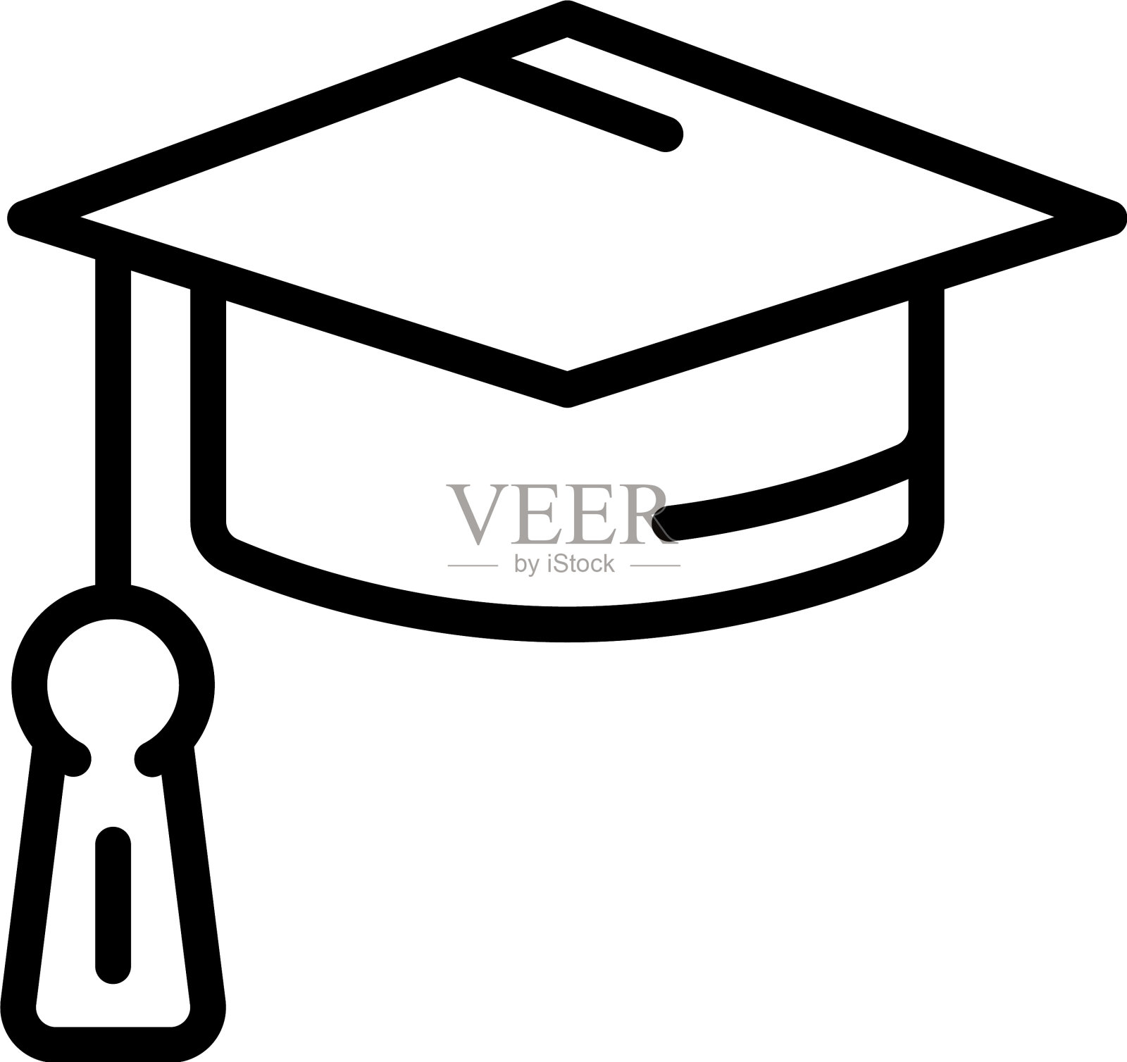 毕业帽图标轮廓风格插画图片素材