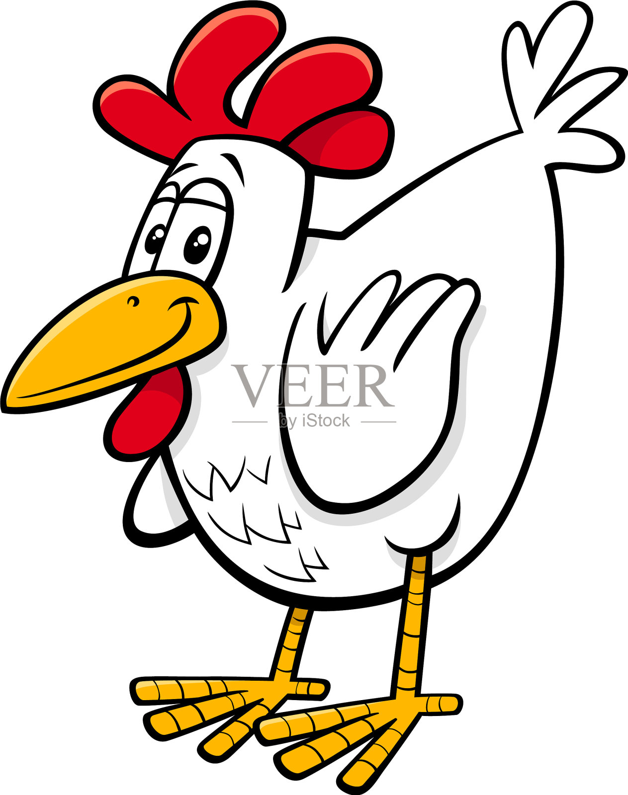 母鸡或小鸡卡通农场的鸟的角色设计元素图片