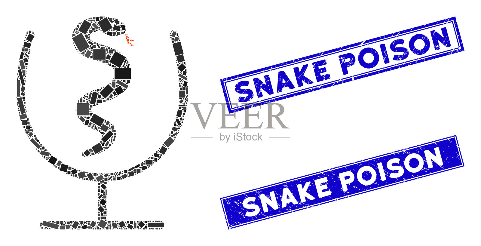 马赛克和划伤矩形蛇插画图片素材