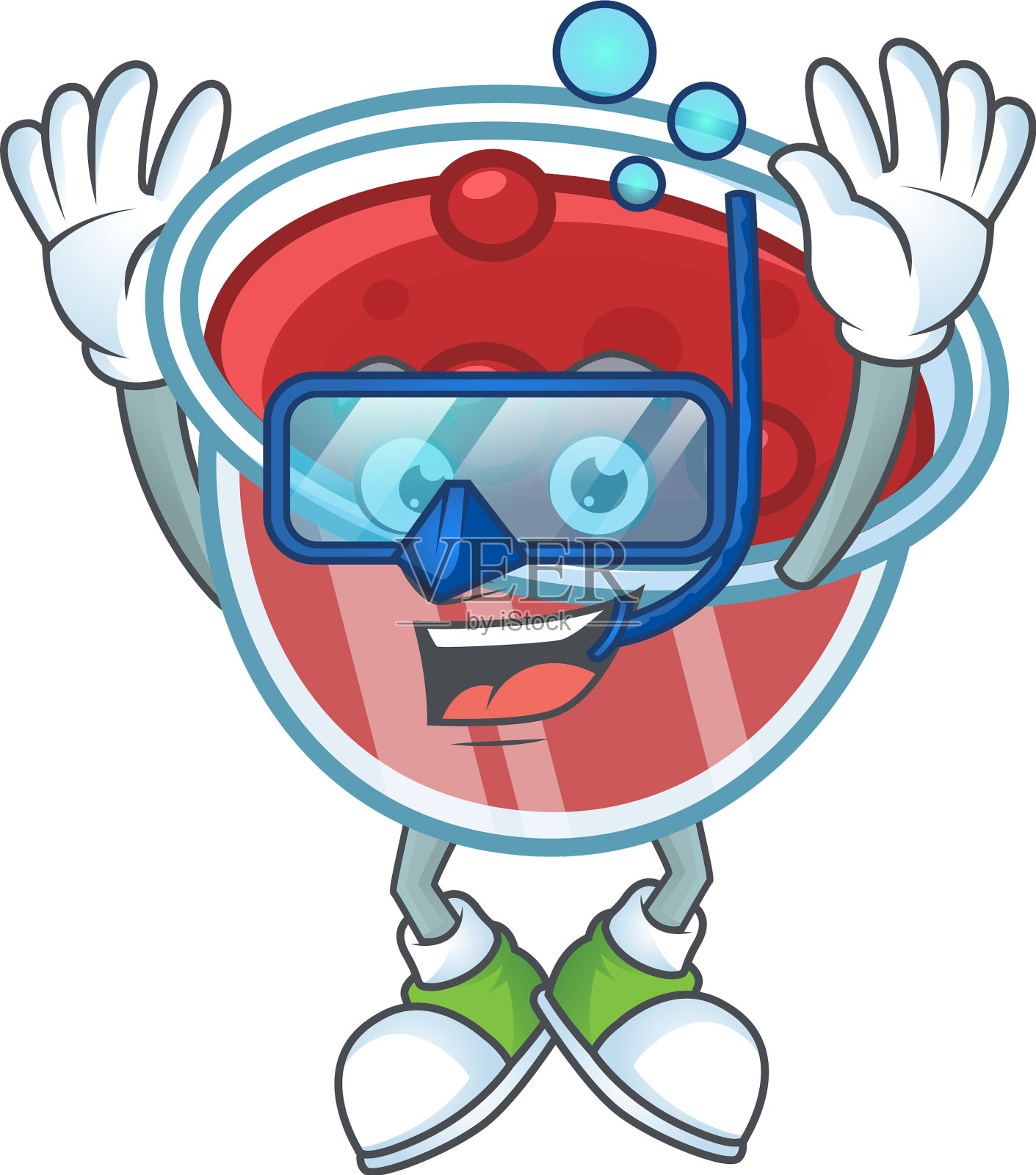 红莓酱和潜水吉祥物在白色插画图片素材