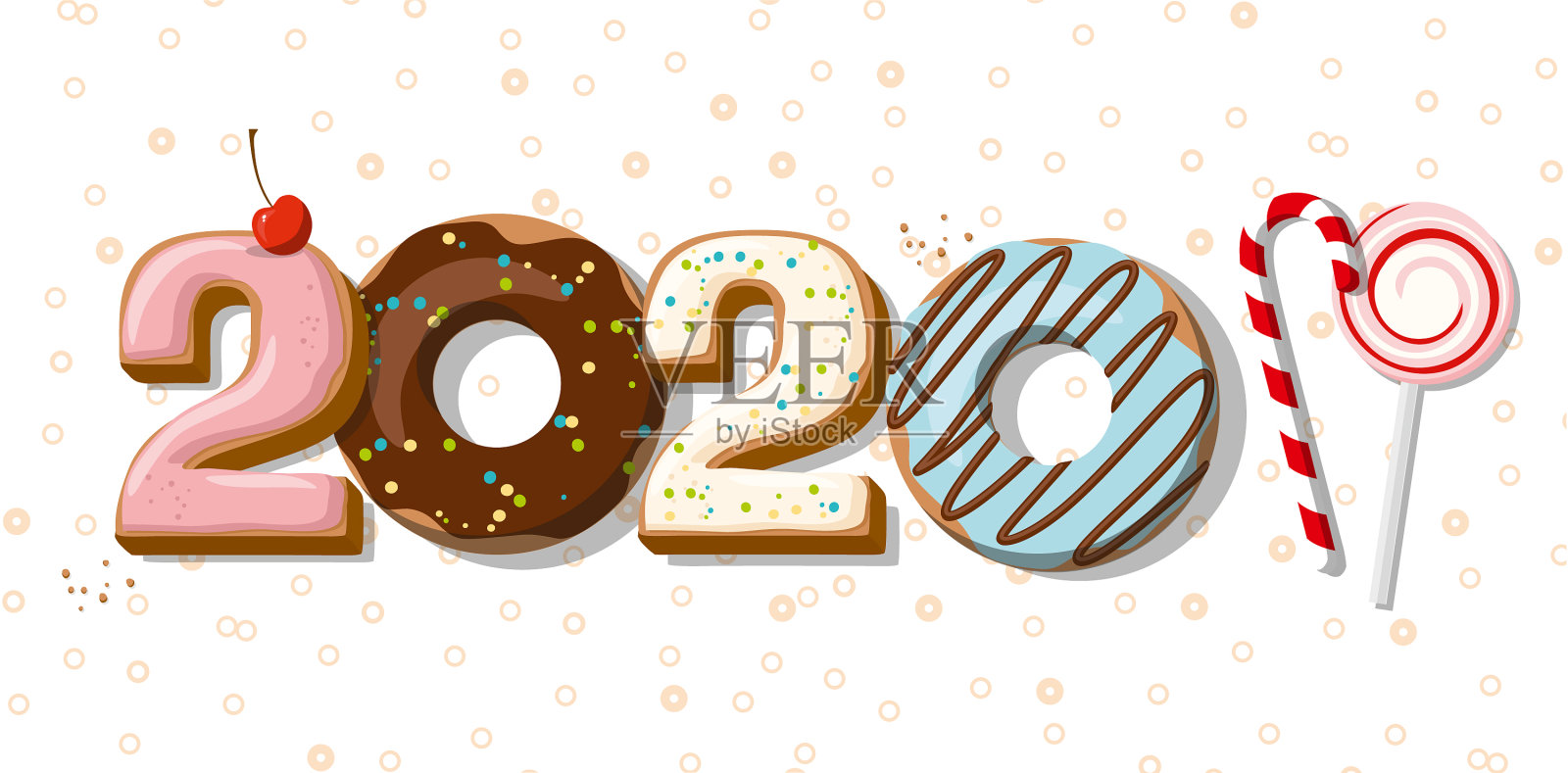 2020甜甜圈新年和圣诞节插画图片素材