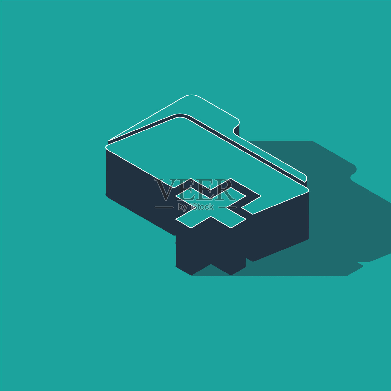 等距添加新的文件夹图标隔离在绿色插画图片素材