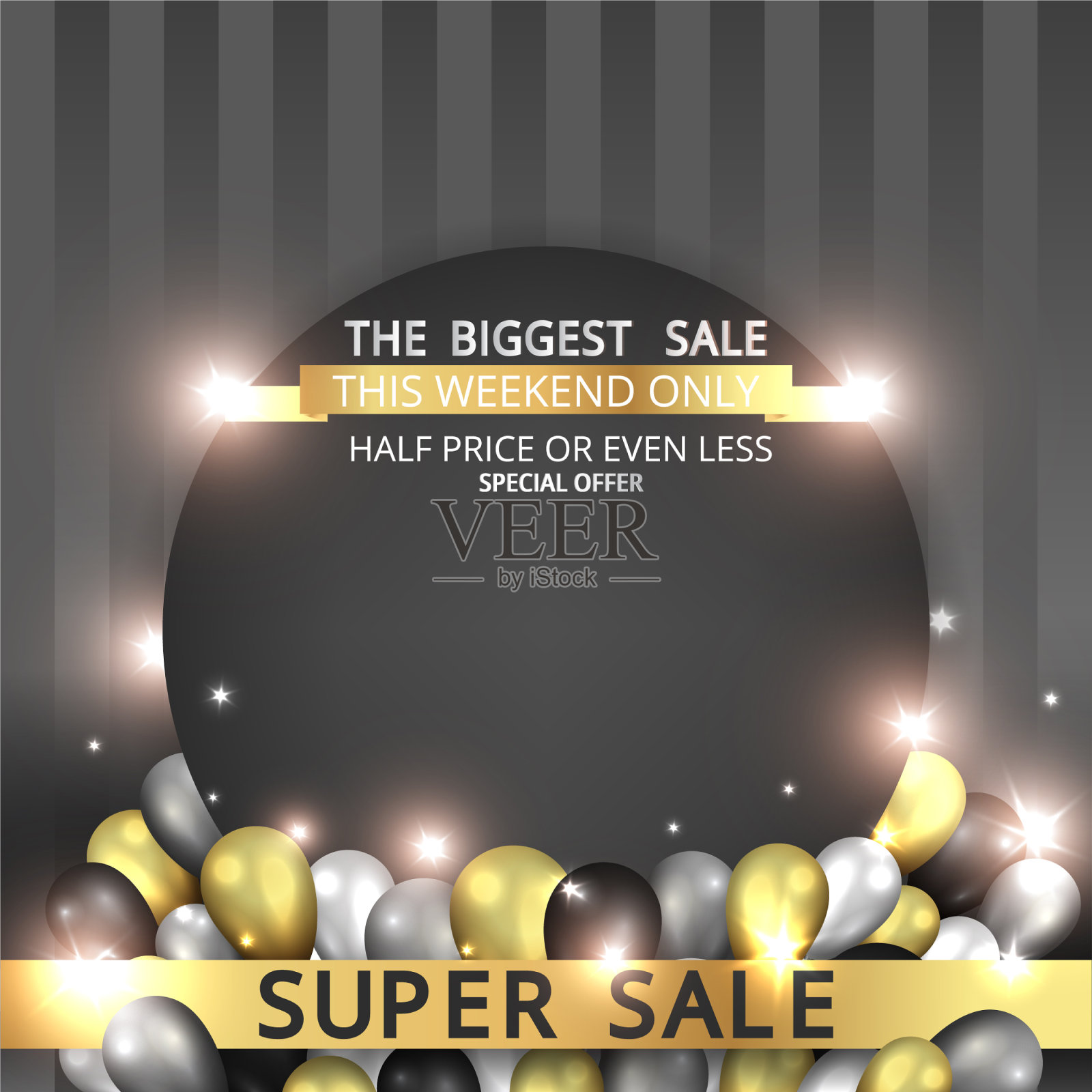 圆形空框架与现实优雅的气球设计元素图片