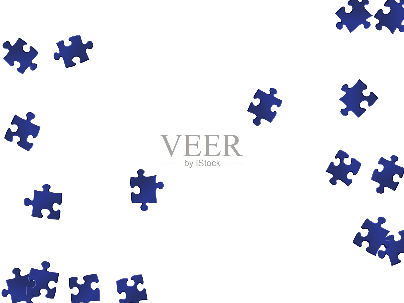 商业拼图深蓝块插画图片素材