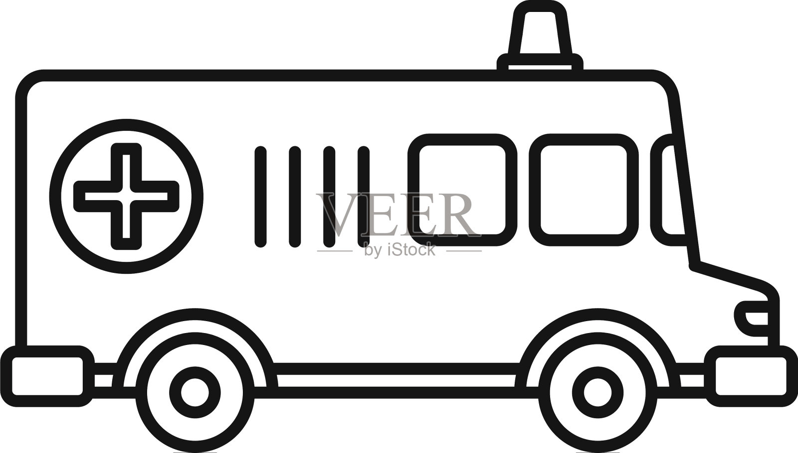 旧救护车图标轮廓风格设计元素图片