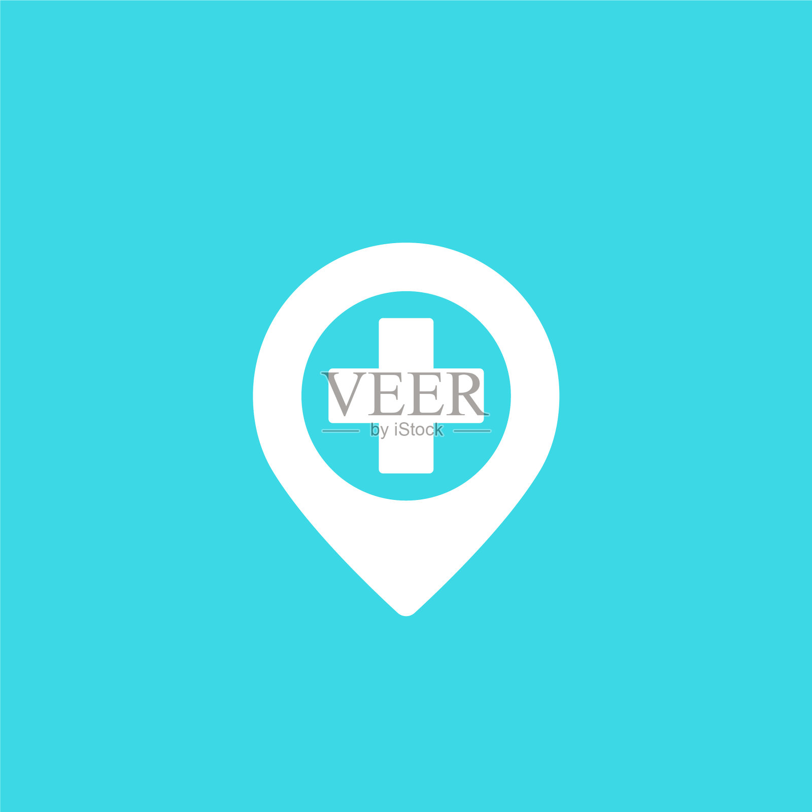 医院标记地图指针插画图片素材