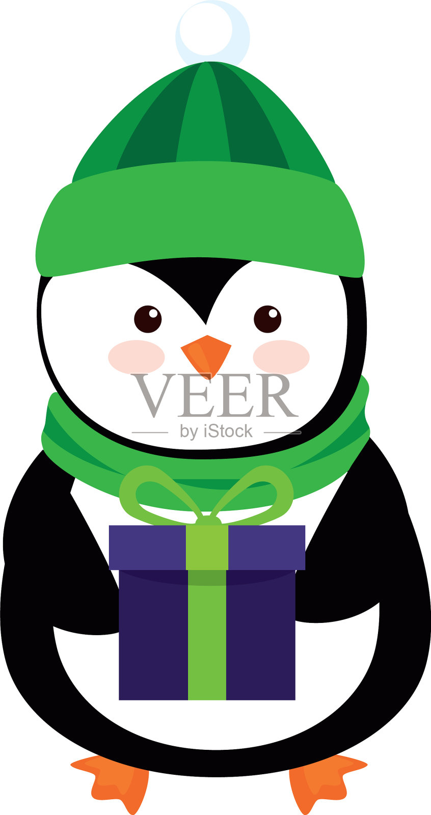 圣诞快乐，可爱的企鹅与礼盒设计元素图片