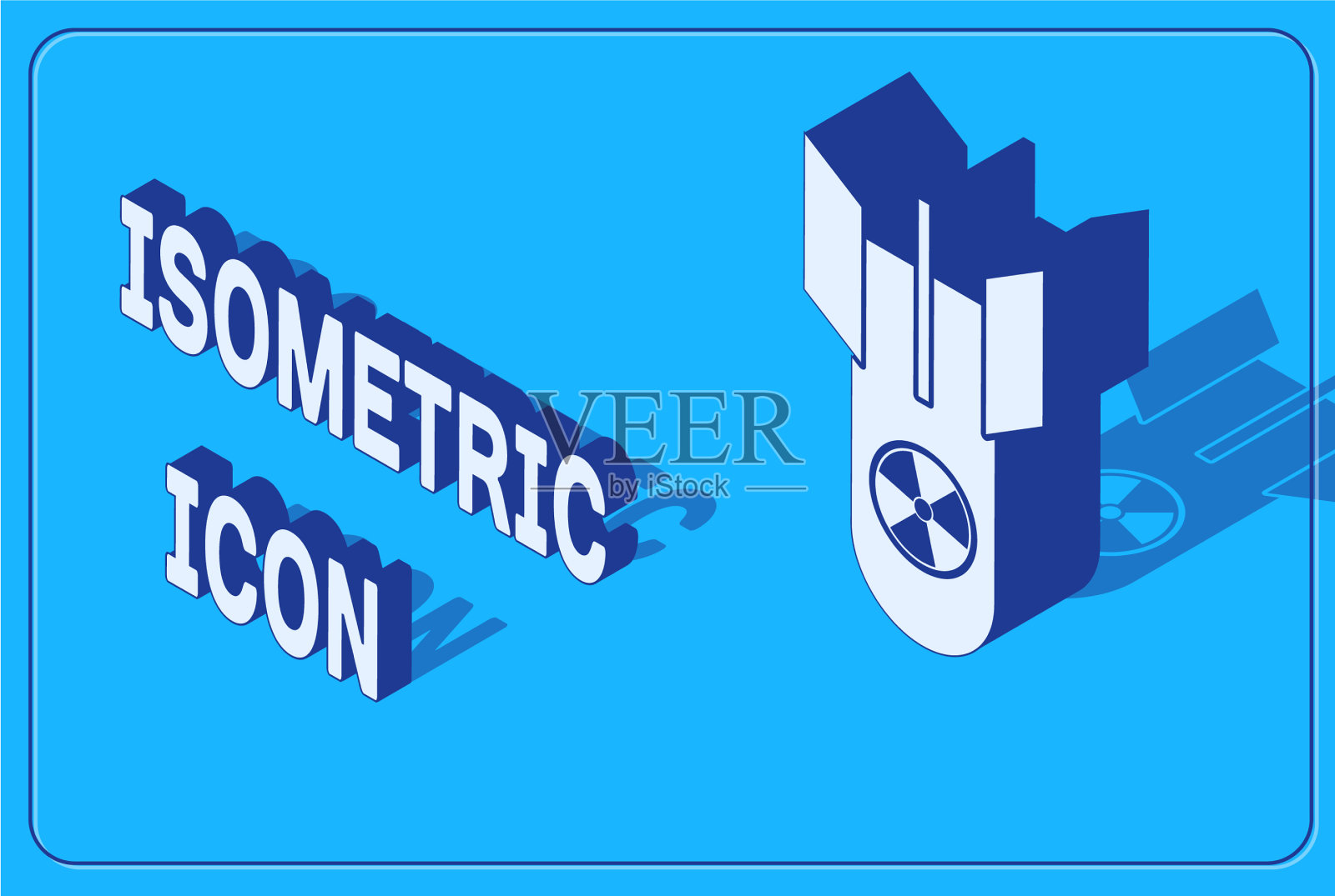 核炸弹的等距图标以蓝色显示插画图片素材