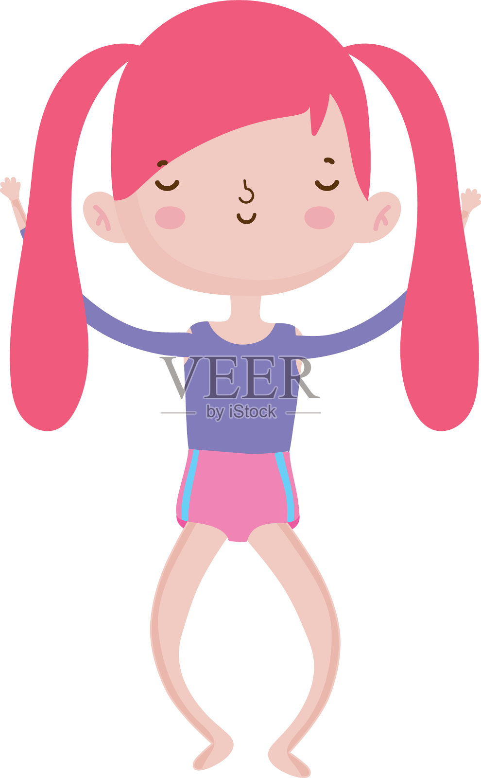 可爱的小女孩快乐的卡通人物设计元素图片