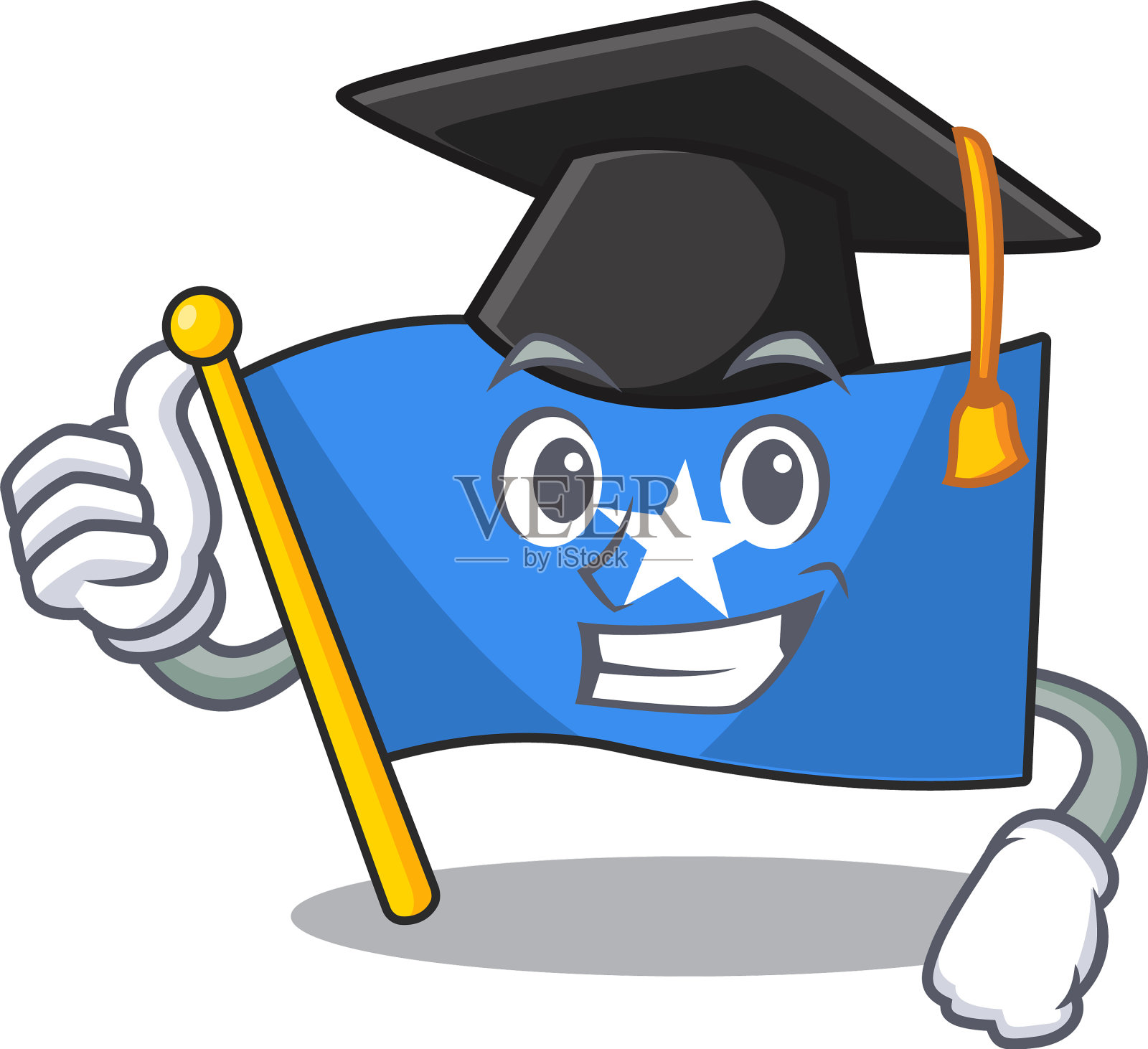 快乐旗索戴黑色毕业帽插画图片素材