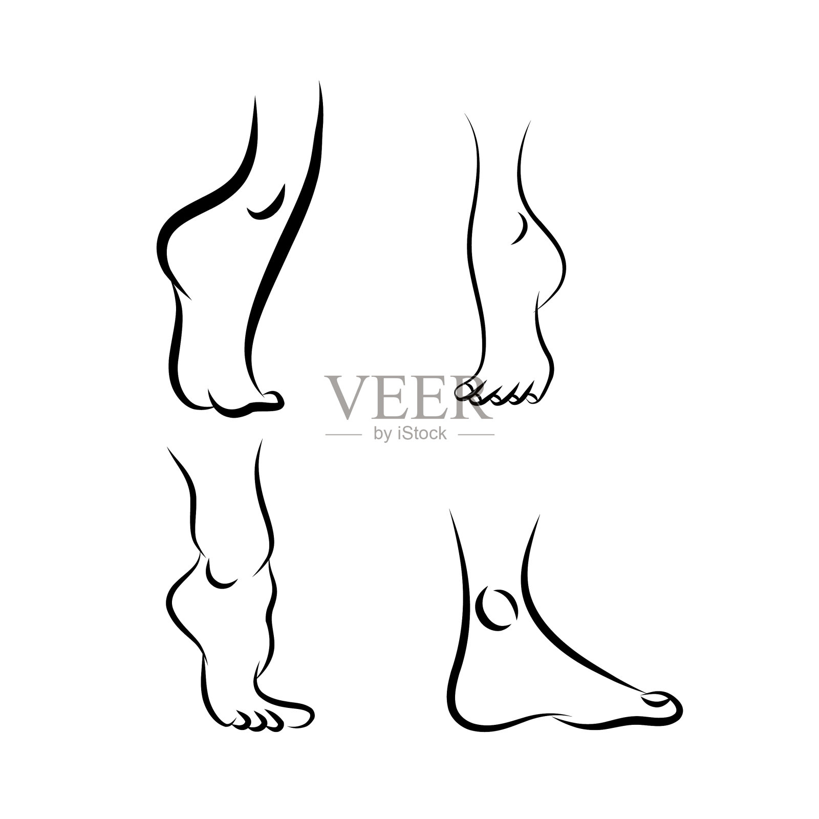 脚印图标设置隔离在白色插画图片素材