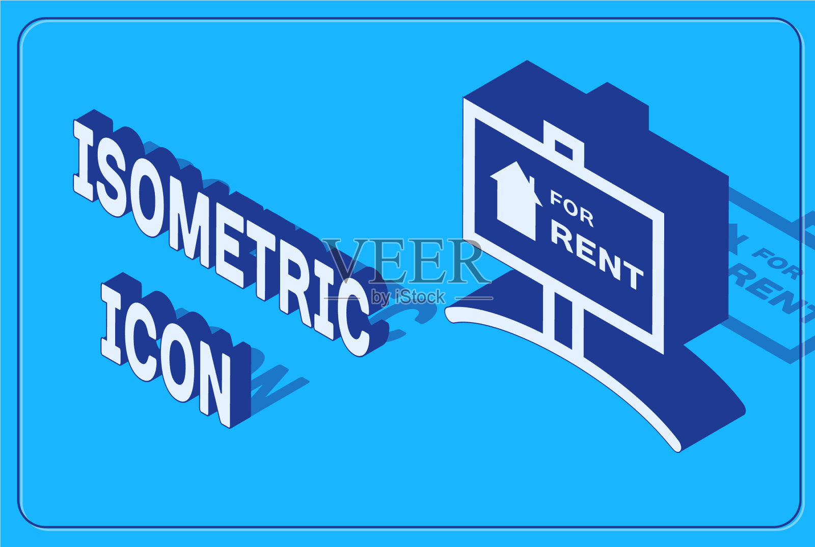 等距悬挂标志与文字租赁图标插画图片素材