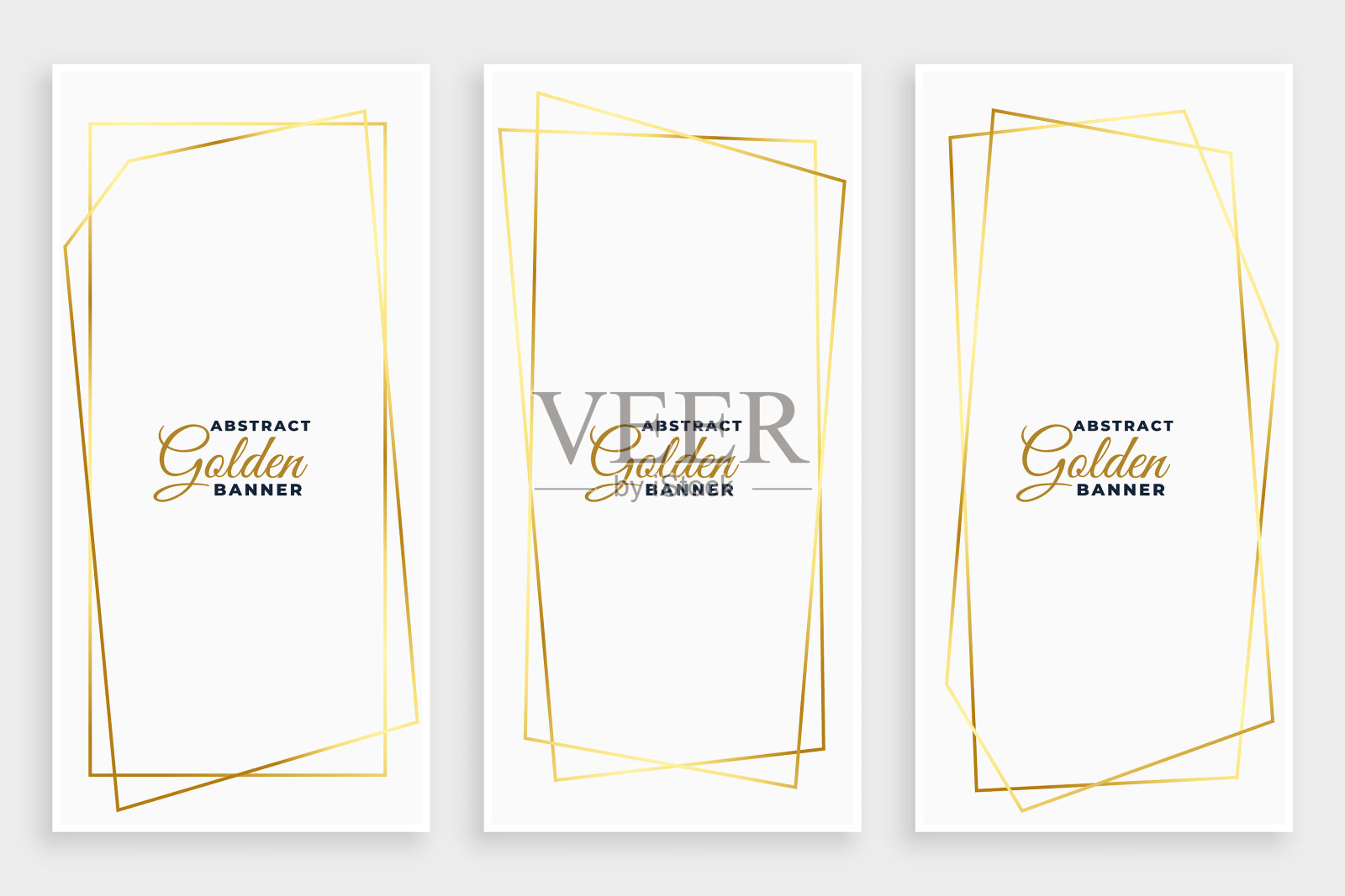 白色旗帜与金色几何线框架插画图片素材