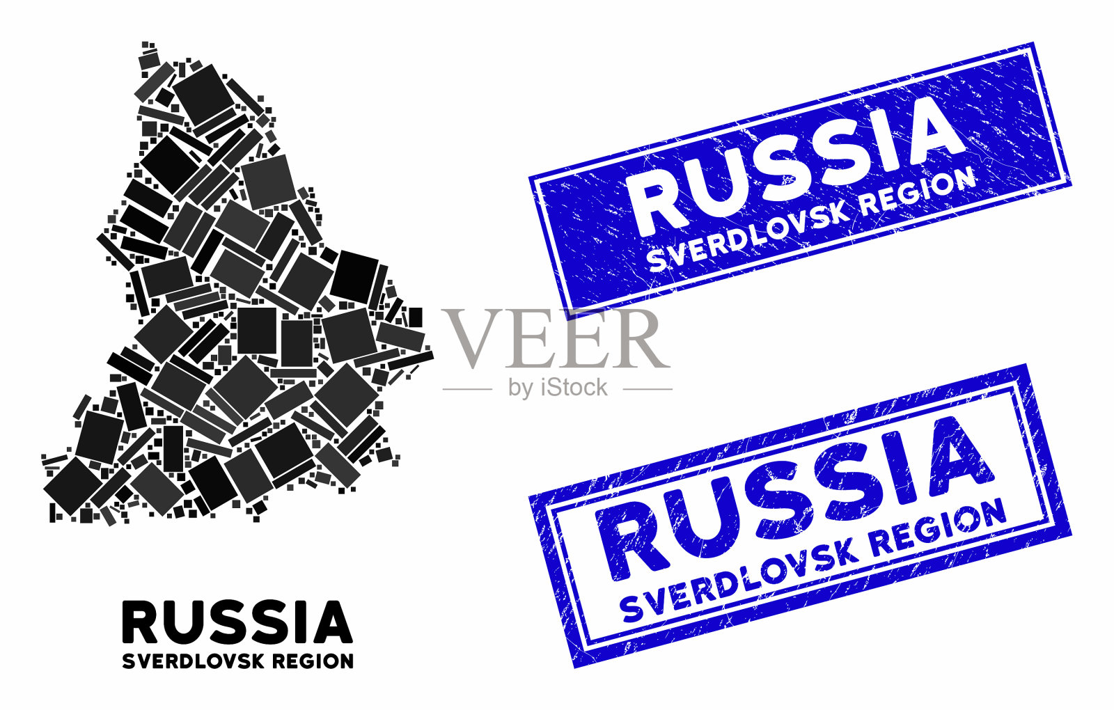 马赛克斯维尔德洛夫斯克地区地图和划插画图片素材