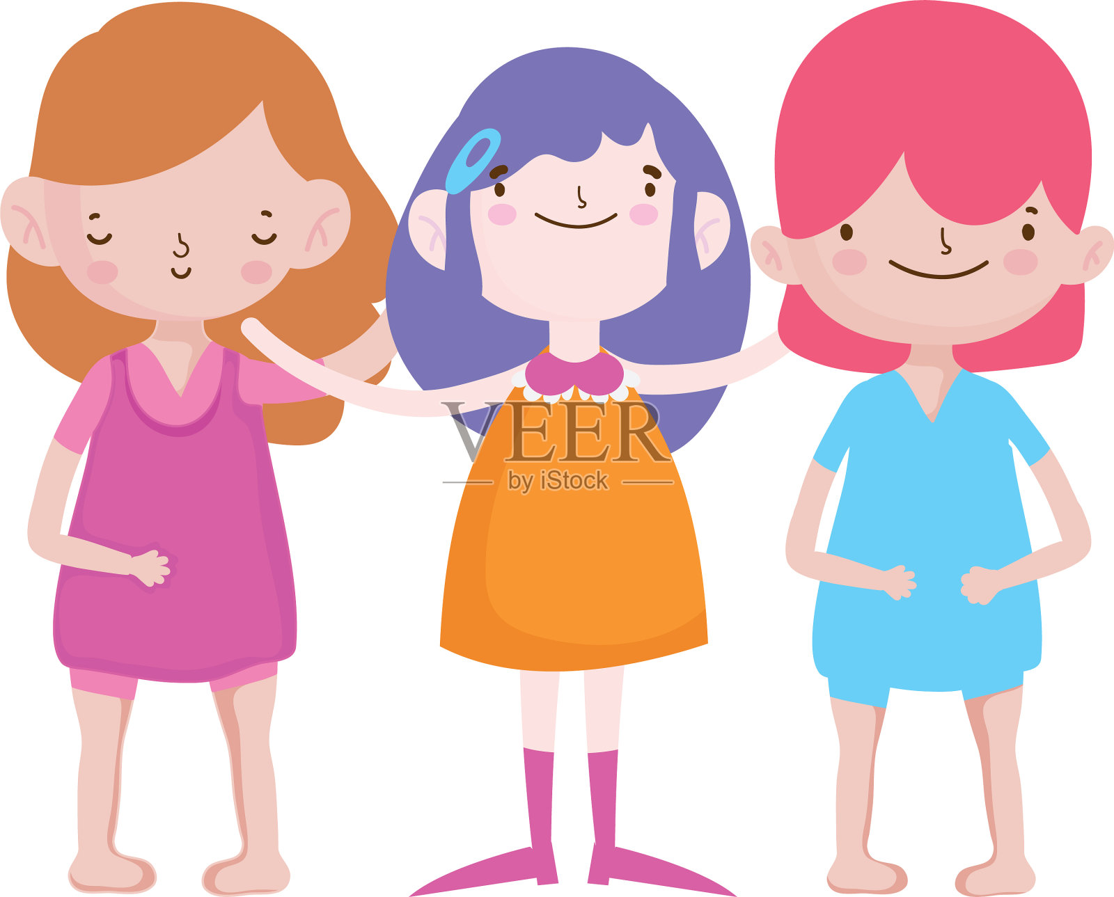 群小女孩朋友卡通人物设计元素图片