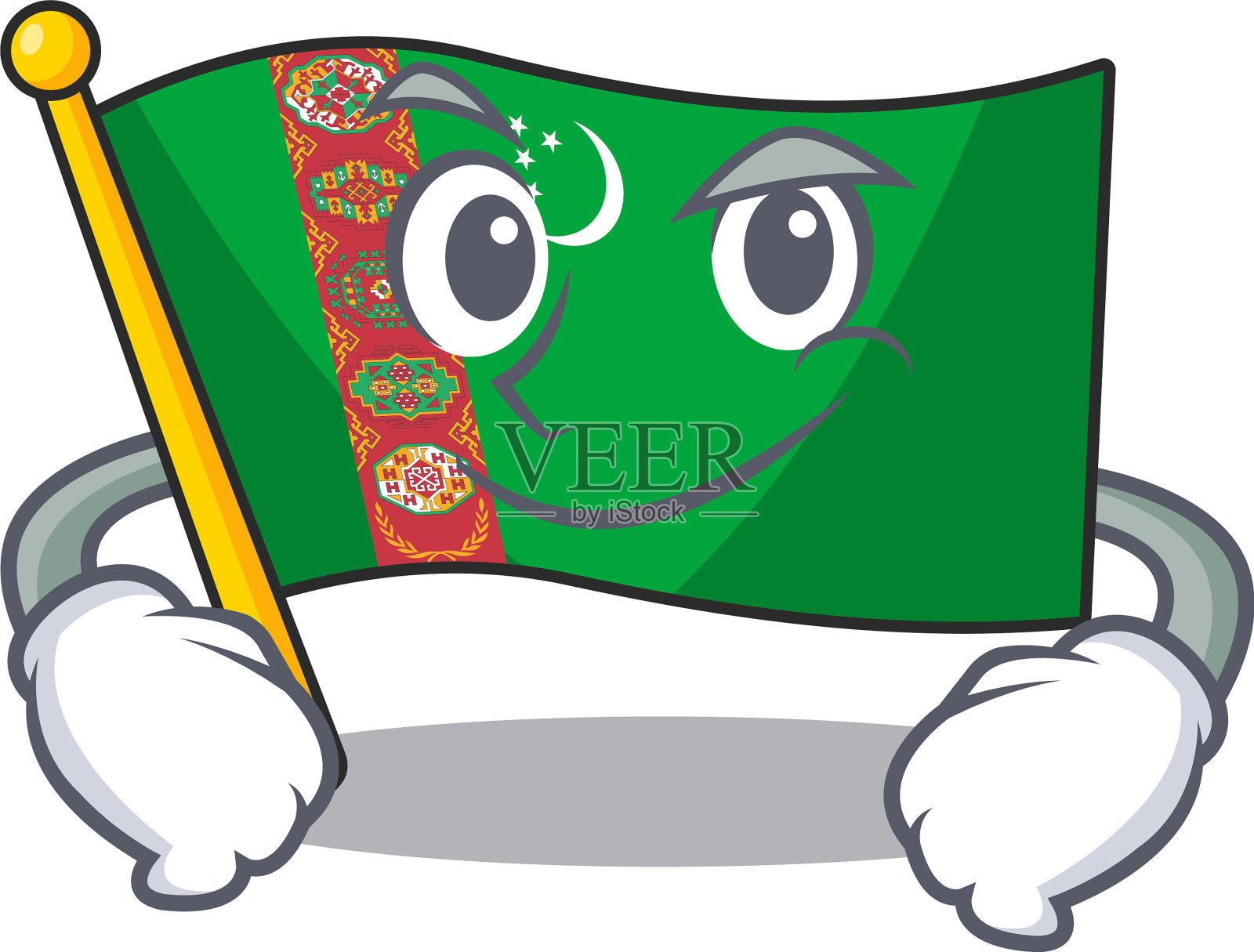 国旗土库曼斯坦吉祥物卡通风格与设计元素图片
